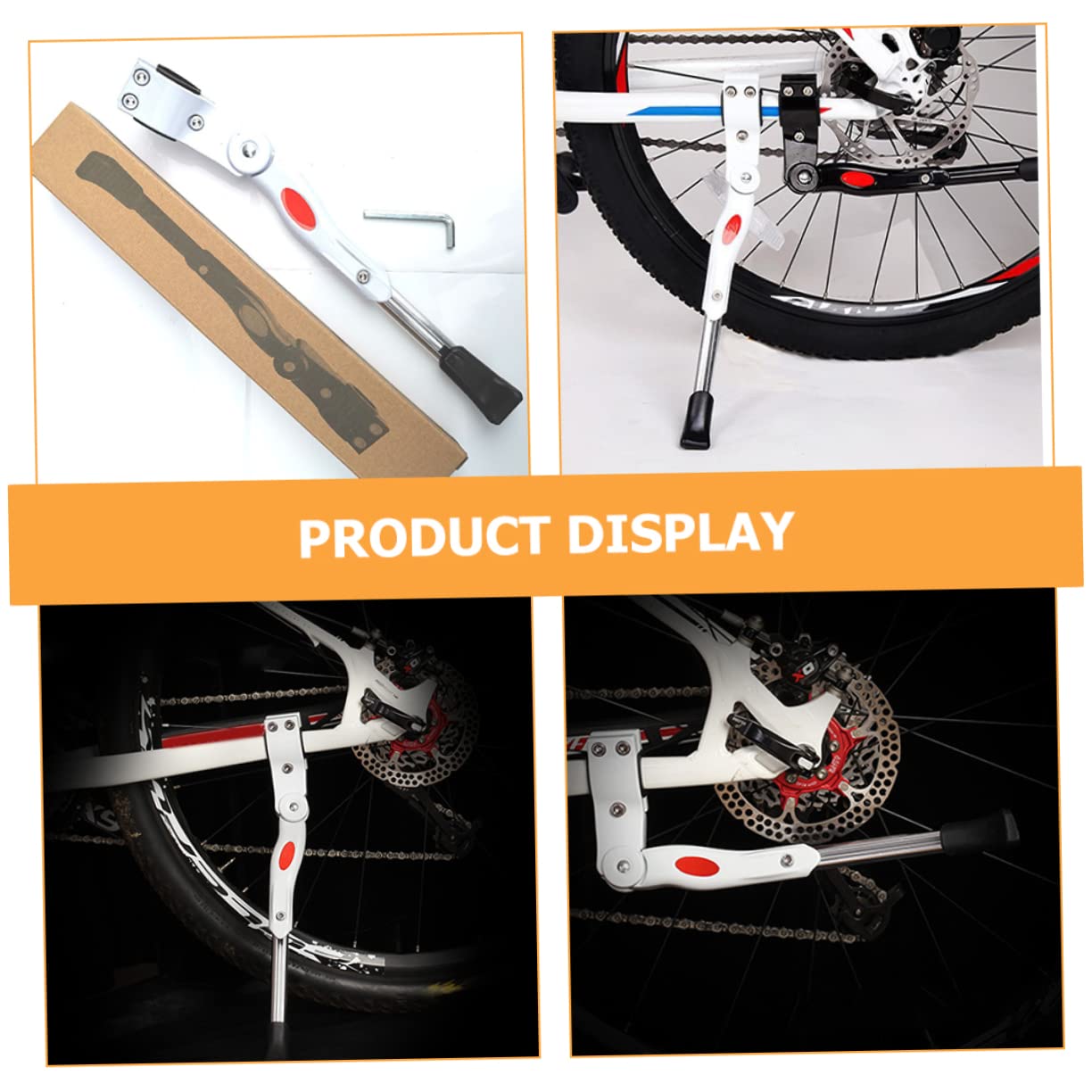 Angoily 2 Pack Aluminum Alloy Bicycle Kickstand - Heavy Duty Bike Support Stand for Road Bikes, Mountain Bikes & Commuter Bikes - Perfect for Parking, Storage & Garage Organization