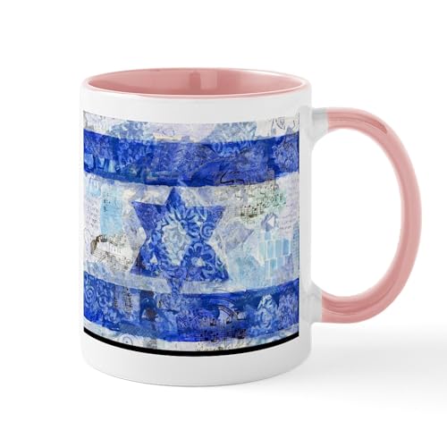 White/Pink Inside - Flag Of Israel Mugs
