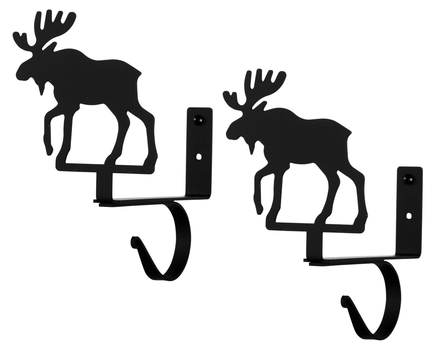 Village Wrought Iron Moose Curtain Rod & Shelf Brackets Set of 2 - Rustic Home Decor for Cabin, Lodge, or Country Style Living Room & Bedroom