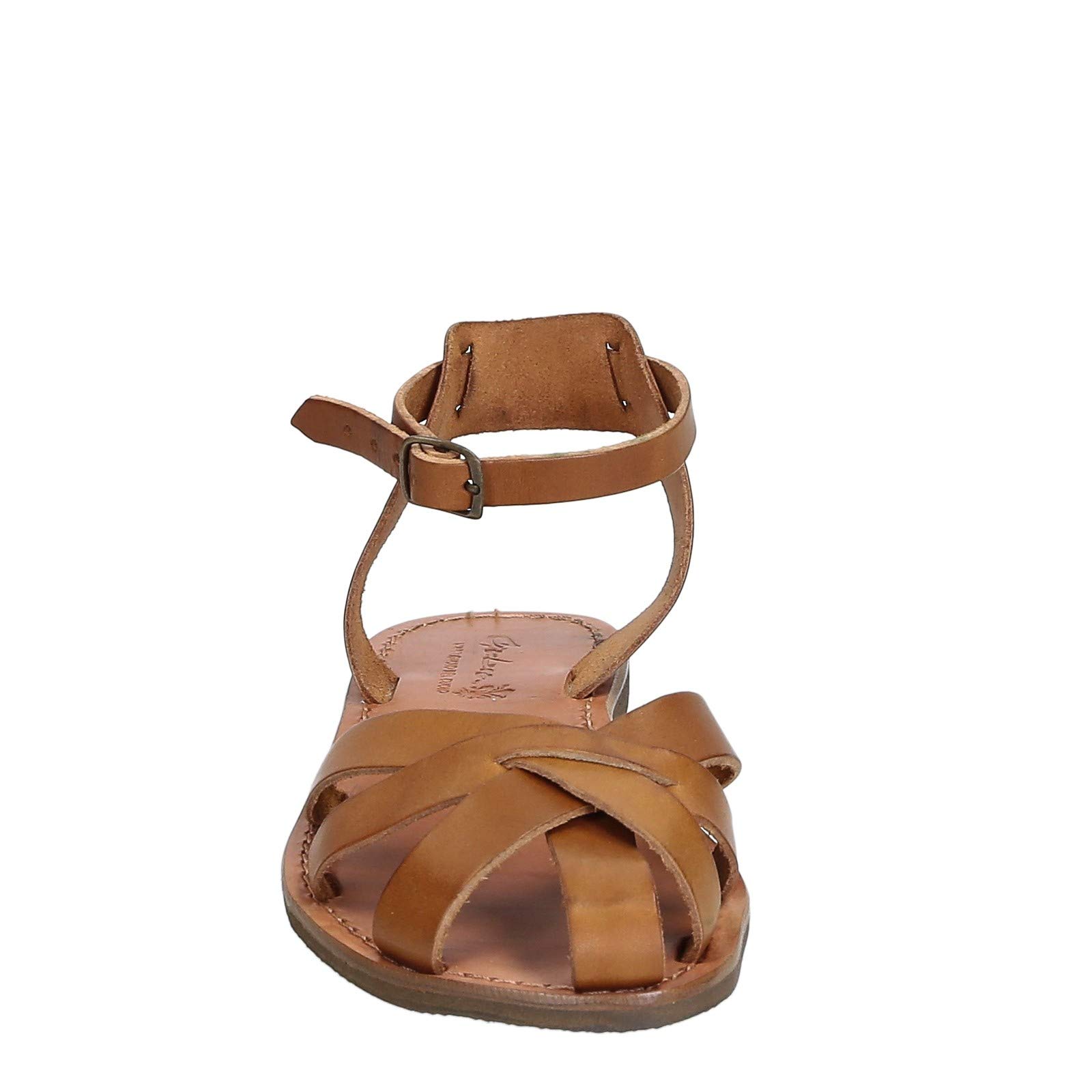Handmade Women's Tan Flat Sandals - Genuine Italian Leather - Comfortable Summer Beach & Casual Walking Shoes