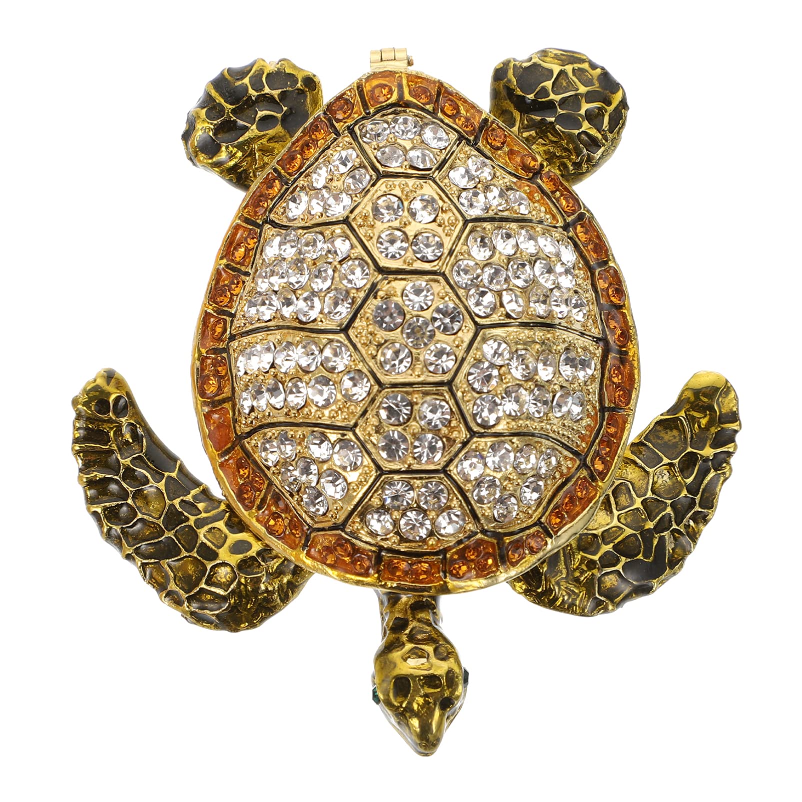 VOSAREA Vintage Enameled Jewelry Box - Hinged Turtle Trinket Box for Rings, Earrings & Small Keepsakes - Elegant Bejeweled Storage Organizer - Perfect Home Decor & Gift for Collectors (Great for Bedroom Vanity, Dresser Display & Jewelry Organization)