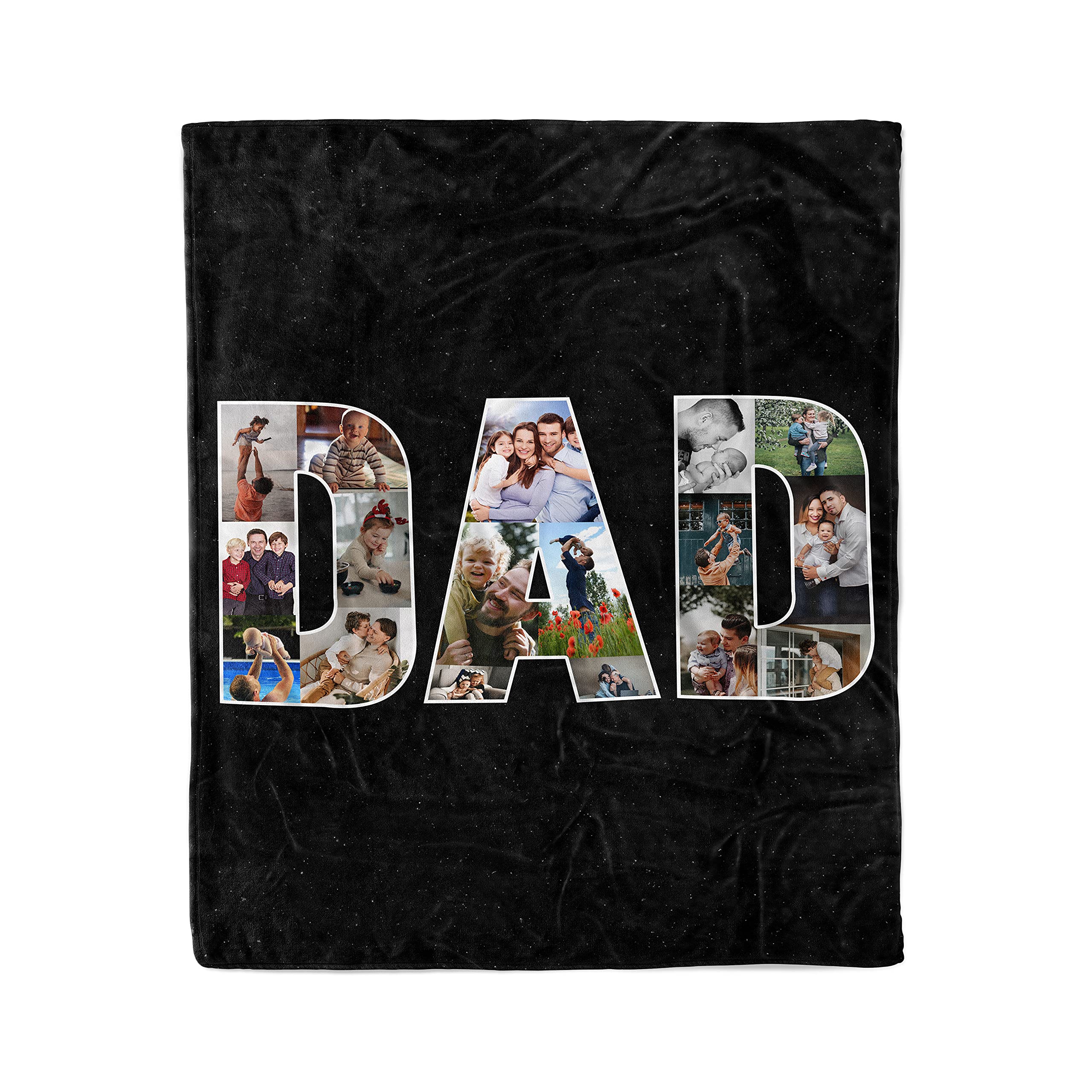 Custom Photo Blanket for Dad & Grandpa - Personalized Fleece Throw with Collage Pictures - Perfect Birthday, Christmas & Father's Day Gift - Cozy Home Decor for Bed, Couch & Travel (30
