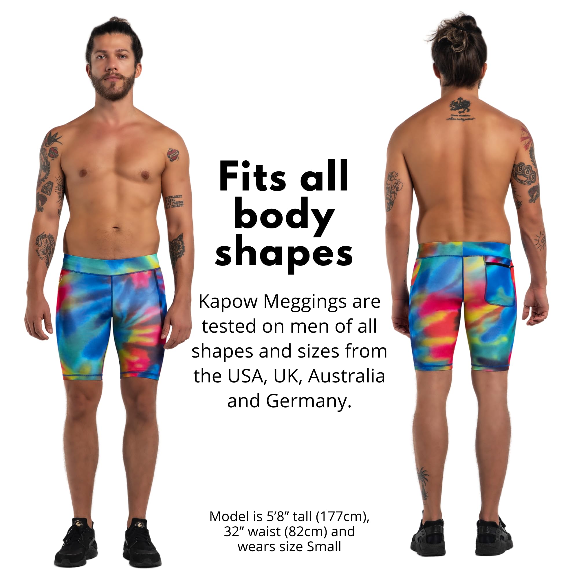 Kapow Meggings Men's Compression Shorts with Pockets - Workout, Running & Gym Activewear for Men - Moisture Wicking & Breathable Performance Shorts