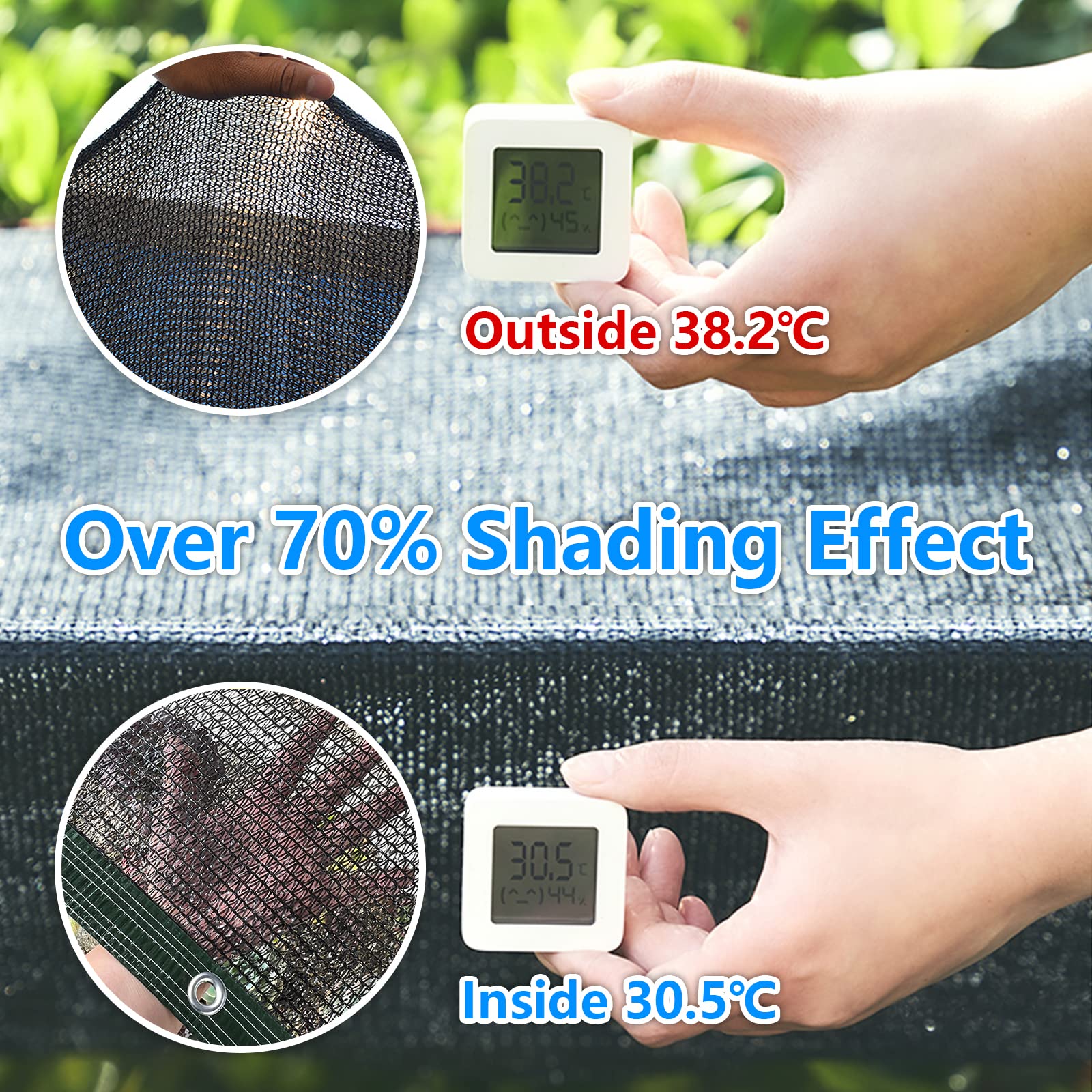 70% Black Shade Cloth - 6.5x10FT UV Resistant Garden Sun Shade Net | Heavy Duty Mesh Tarp with Reinforced Grommets for Greenhouse, Plants, Chicken Coop, Pergola & Canopy | Perfect for Outdoor Sun Protection, Patio Cover & Backyard Shade Solutions (6.5ft x 10ft)