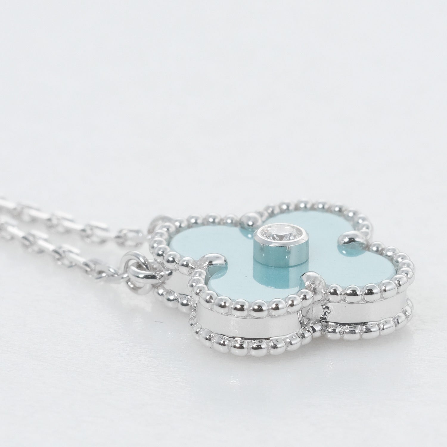 Alhambra Necklace Turquoise Enamel Diamond Pendant - Elegant Jewelry for Women, Perfect for Weddings, Parties & Special Occasions
