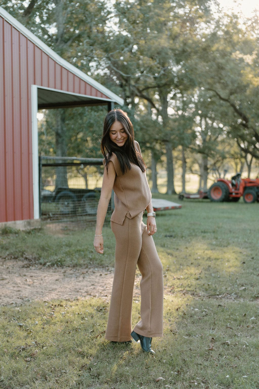 Women's Cozy Camel Knit Sweater and Pants Set - Soft Winter Loungewear for Home & Casual Outings
