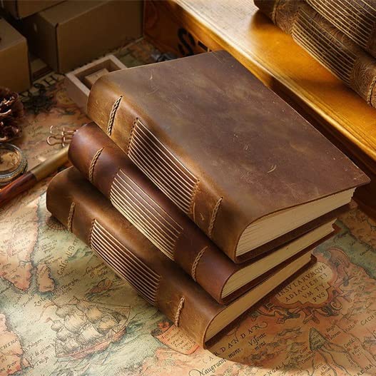 BAPYZ Handmade Leather Notebook Cover - Retro Journal & Sketchbook with 400 Blank Kraft Pages - Perfect Gift for Teachers & Students (Color: A) | Ideal for Writing, Drawing & Note-Taking in School, Office or Travel