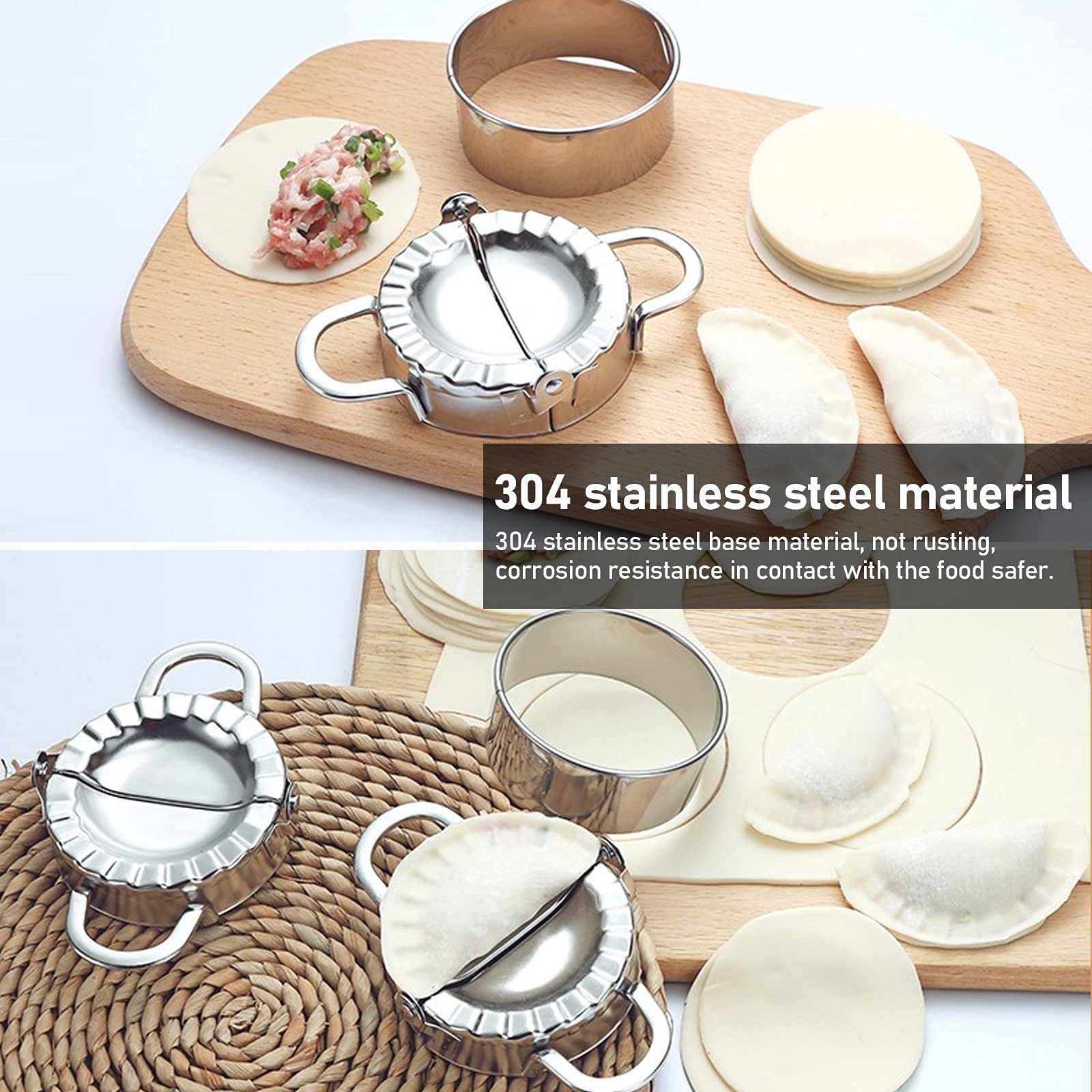 Premium Stainless Steel Dumpling Maker Set - 13PCS Ravioli Cutter, Stamp & Mold Kit with Wooden Handle - Perfect for Homemade Pasta, Lasagna, Pierogi - Ideal for Family Cooking, Holiday Meals & Italian Cuisine Lovers