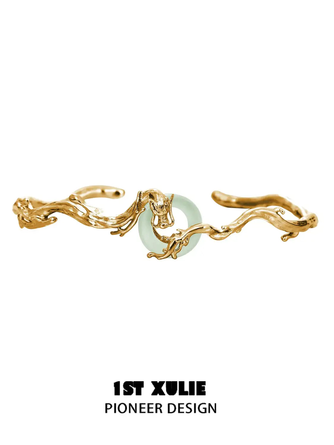 24K Gold Plated & 18K Platinum Plated Quartz Jade Open-End Bracelet for Women - Elegant Adjustable Bangle for Parties, Weddings & Special Occasions