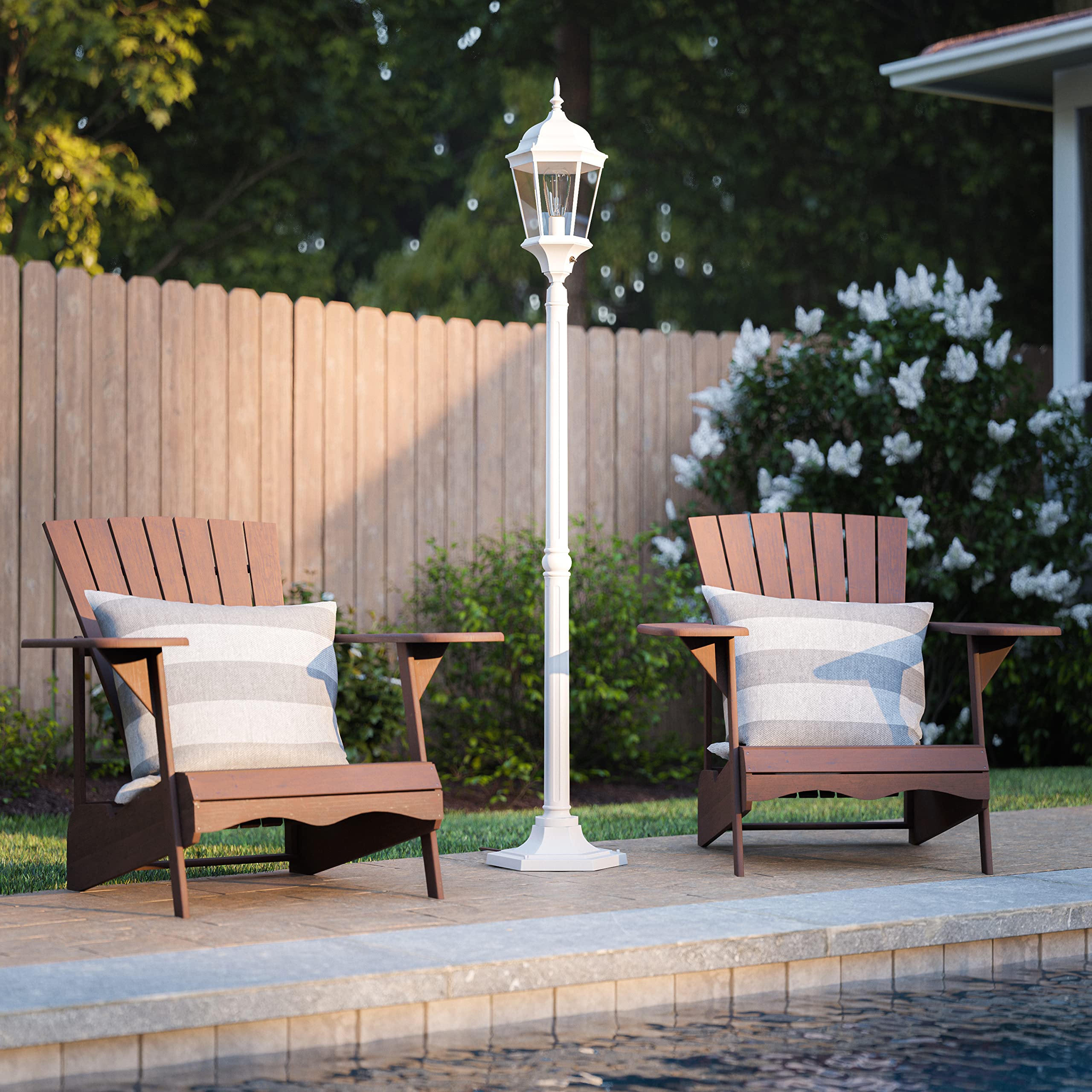 Kenroy Home 93432WH Villa 1 Light Outdoor Post Lantern - Classic White Finish, 71.4