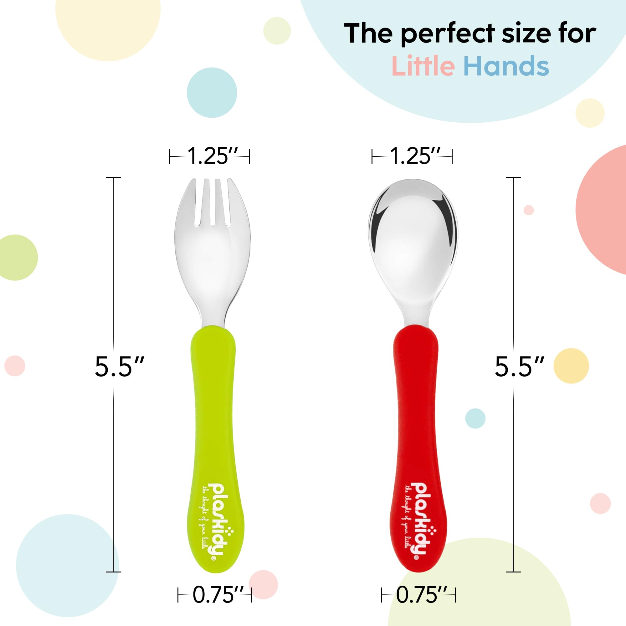 BPA-Free Stainless Steel Toddler Silverware Set - 8-Piece Kids Utensils (4 Forks & 4 Spoons) | Dishwasher Safe & Child-Safe Flatware | Perfect for Daycare, Travel & Learning Independent Eating
