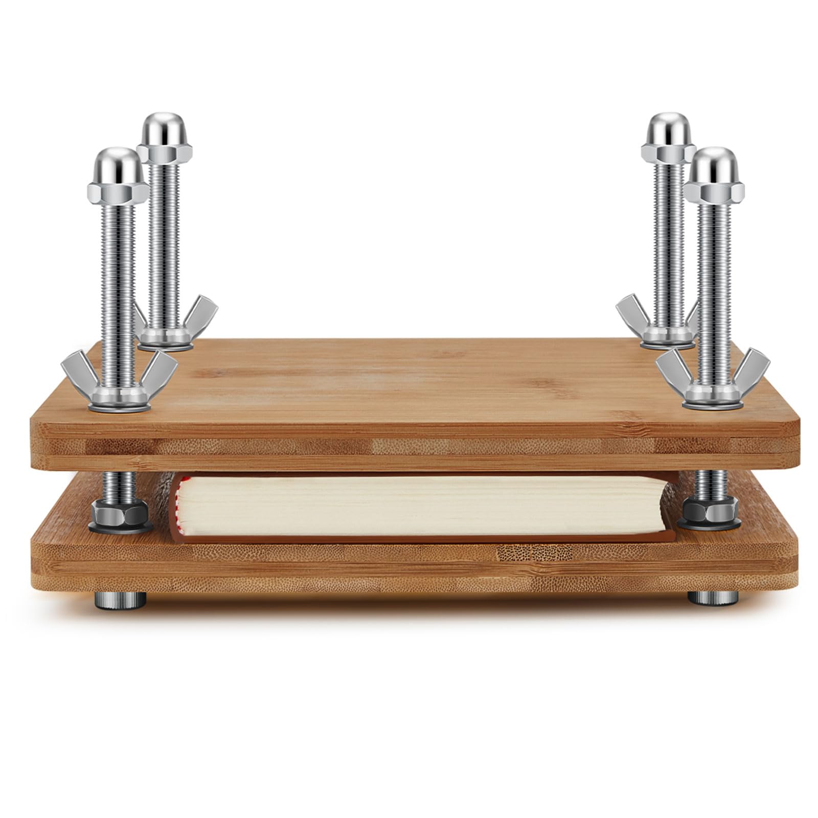 Premium Wooden & Bamboo Book Press Board - 15 x 15 Inch Handmade Bookbinding Press Machine for DIY Paper Craft, Scrapbooking & Journal Making - Perfect for Book Restoration, Art Projects & Stationery Workshops