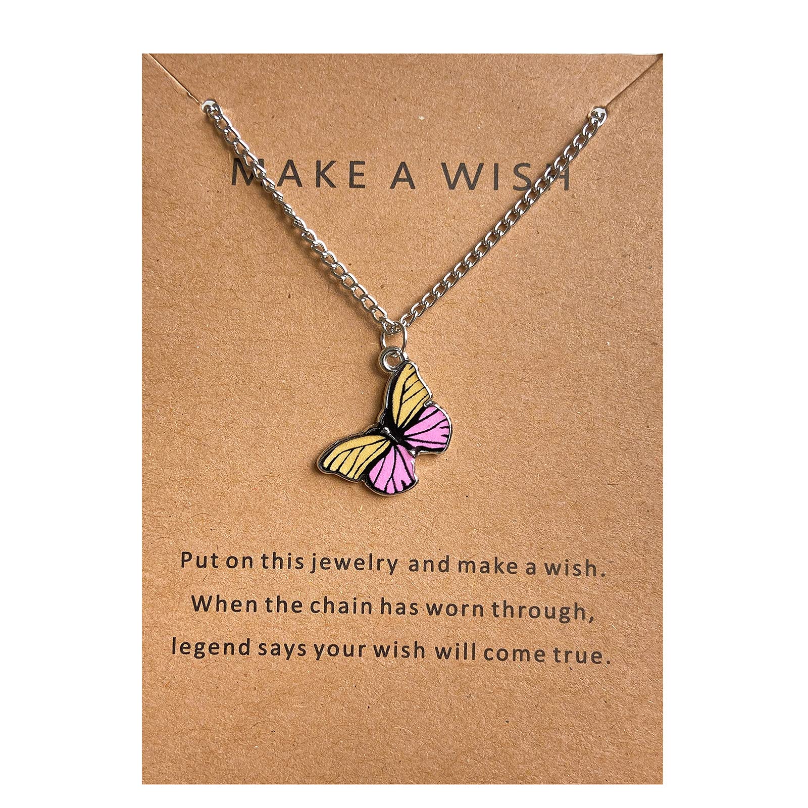 Butterfly Necklace for Women - Colorful Enamel Bohemian Pendant with Gold Plated Link Chain, Dainty Animal Clavicle Jewelry - Perfect Gift for Birthday, Party & Everyday Wear