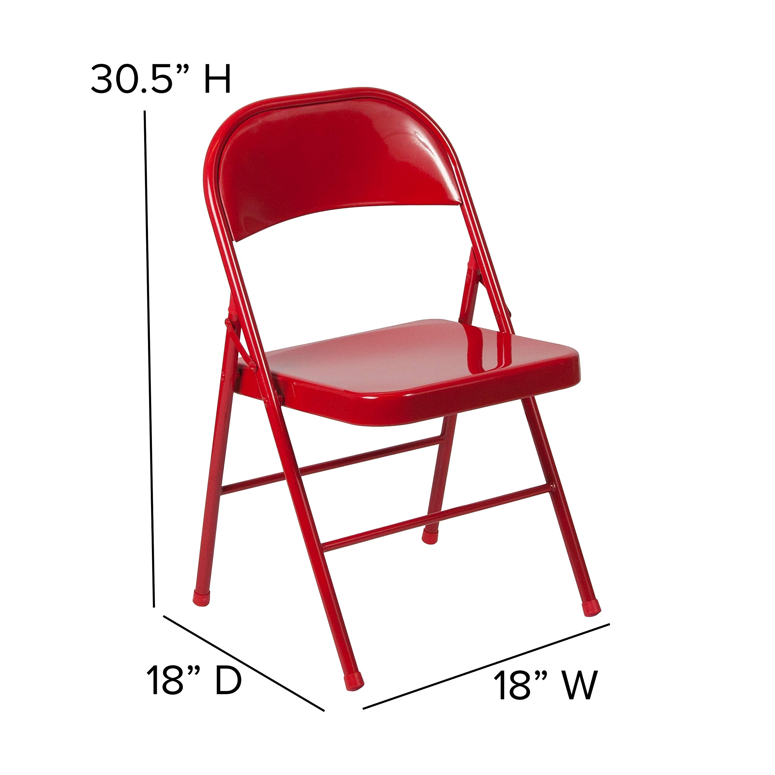 Flash Furniture HERCULES Series Heavy Duty Red Metal Folding Chair - Double Braced for Extra Strength - Perfect for Events, Parties, Outdoor Gatherings & Temporary Seating