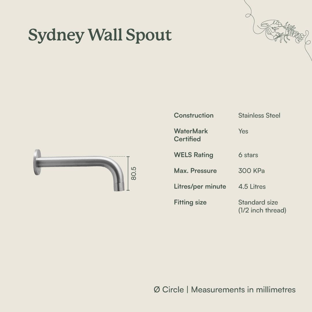 Sydney Wall Spout in Gunmetal Finish - Modern Bathroom Faucet for Sink and Vanity | Perfect for Home, Hotel, and Commercial Use