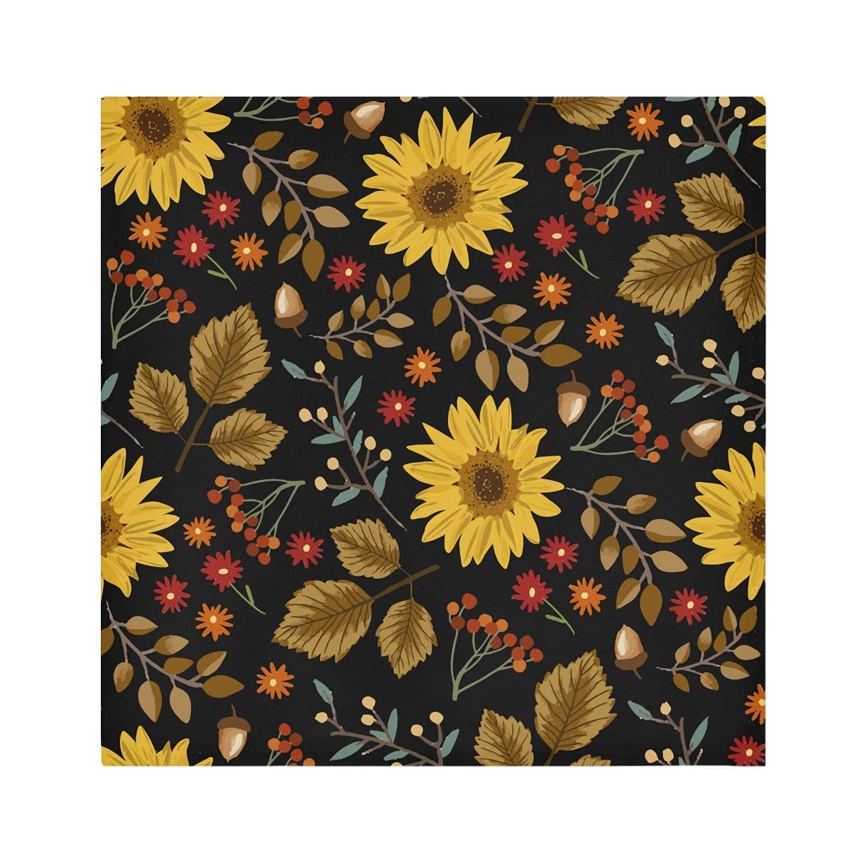 Senya Sunflower Leaves Cloth Napkins - Washable & Reusable Polyester Dinner Napkins 20x20 Inches, Set of 6 for Home, Weddings, Parties & Holidays - Perfect for Dining, Decor & Special Occasions
