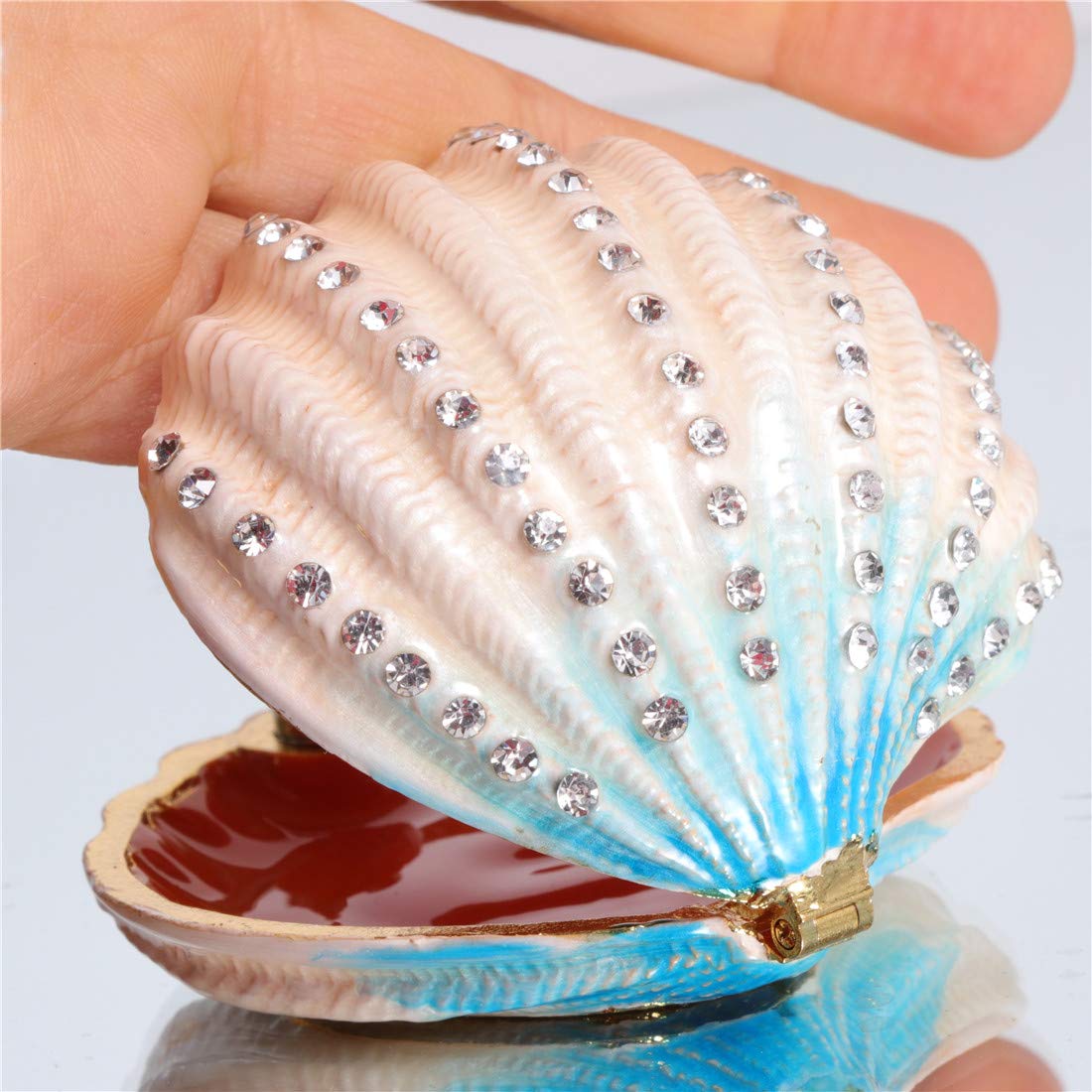 Elegant Waltz&F Seashell Ring Holder & Jewelry Trinket Box - Perfect for Bathroom Vanity, Dresser Organizer & Gift for Women