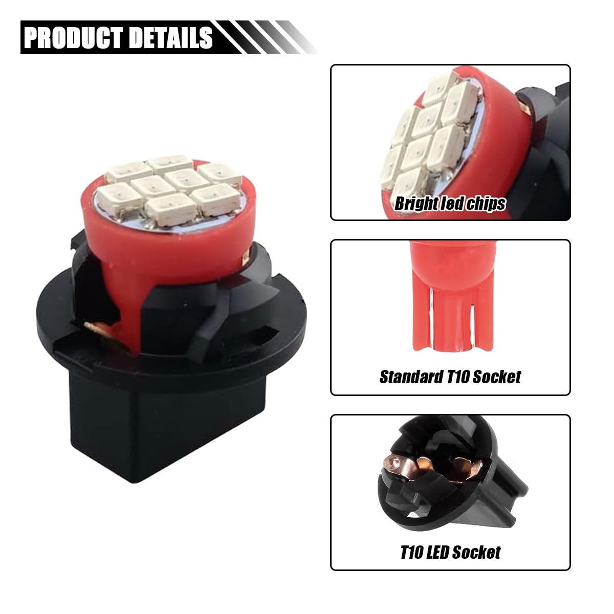 10PCS T10 194 168 LED Car Dashboard Light Bulbs - Super Bright Twist Lock Instrument Panel Lights for Gauge Cluster, Dome & Map Lights - Interior Replacement Bulbs (Red) | Perfect for Night Driving & Vehicle Customization