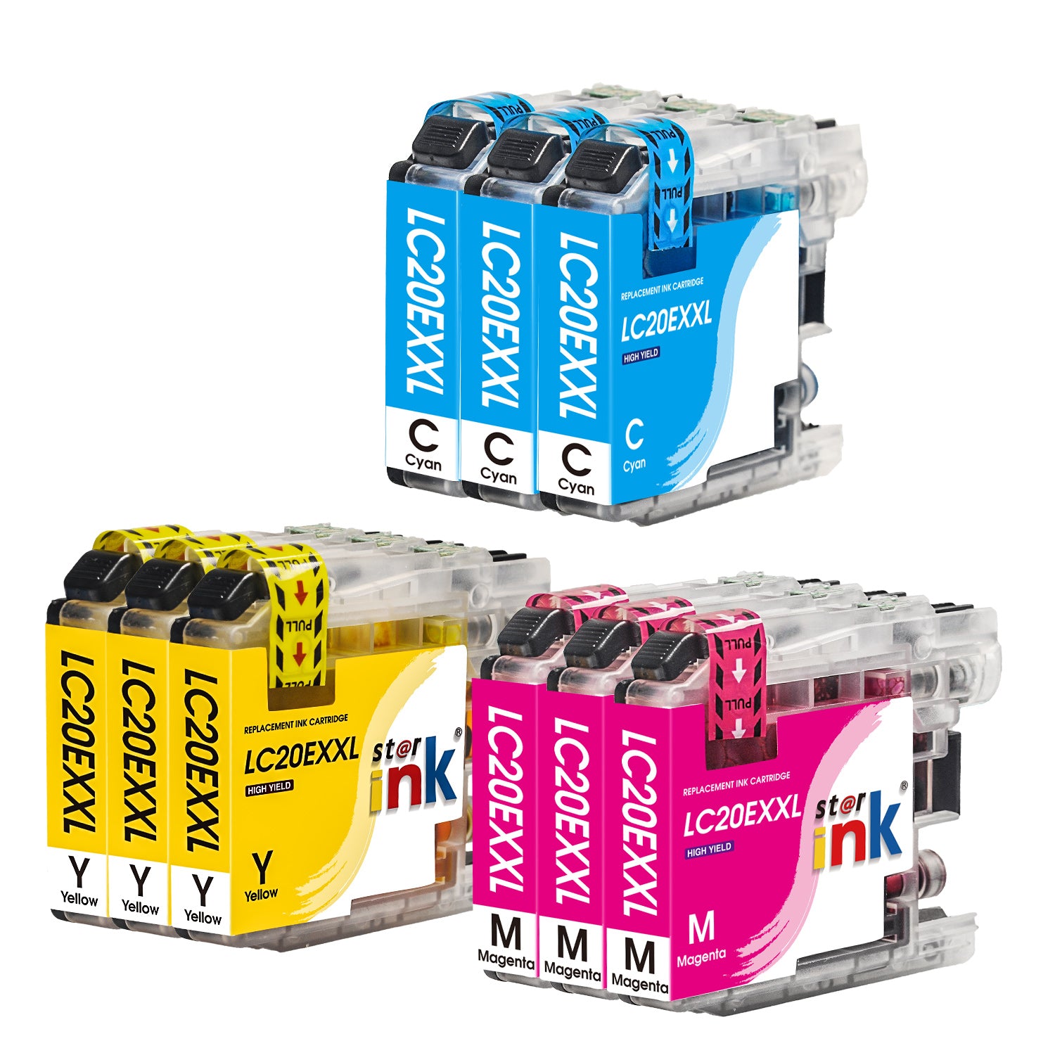 Brother LC20e Ink Cartridge Replacement - 9 Pack (3 Cyan, 3 Magenta, 3 Yellow) | High-Quality Compatible Ink for Brother Printers | Perfect for Home, Office & School Printing Needs
