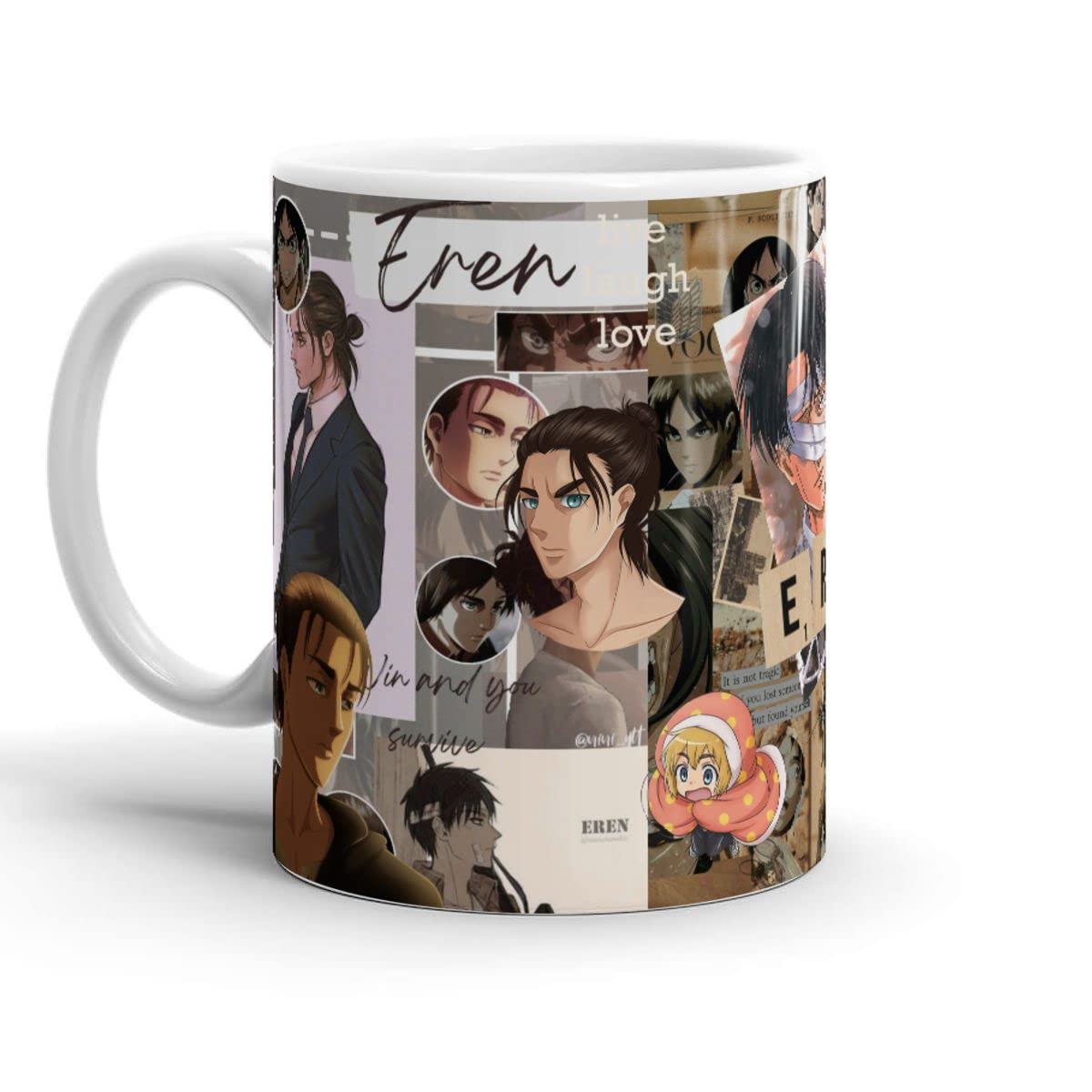 LILYNORRIS 11 Oz White Ceramic Coffee Mug - Eren Yeager Birthday & Christmas Gift for Men, Father's Day Present - Perfect for Tea, Coffee & Hot Drinks at Home or Office