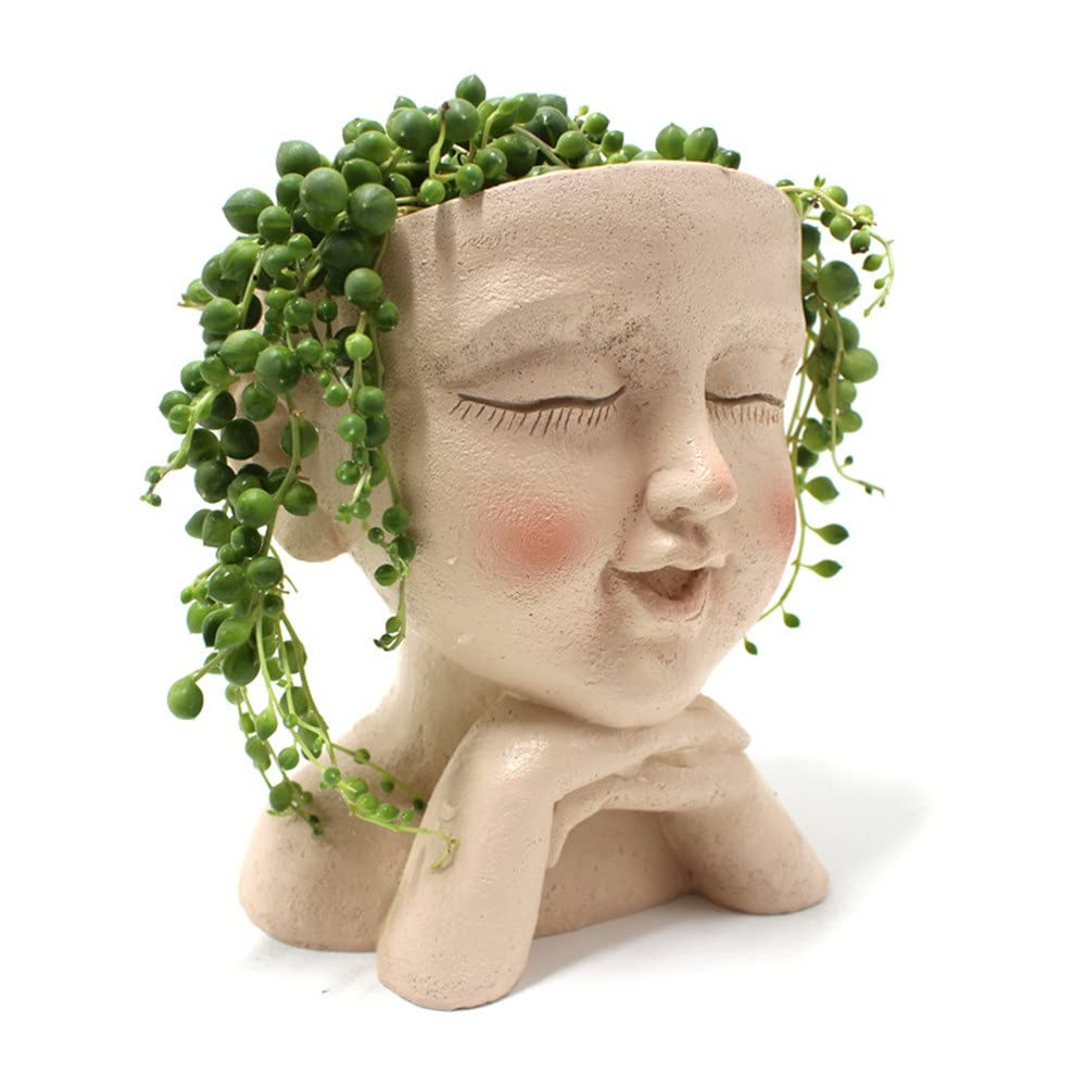 Stylish Resin Face Vase for Succulents & Plants - Nordic Home Decor Flower Pot, Tabletop Garden Planter - Perfect for Living Room, Office Desk & Gift Giving (Color: A)
