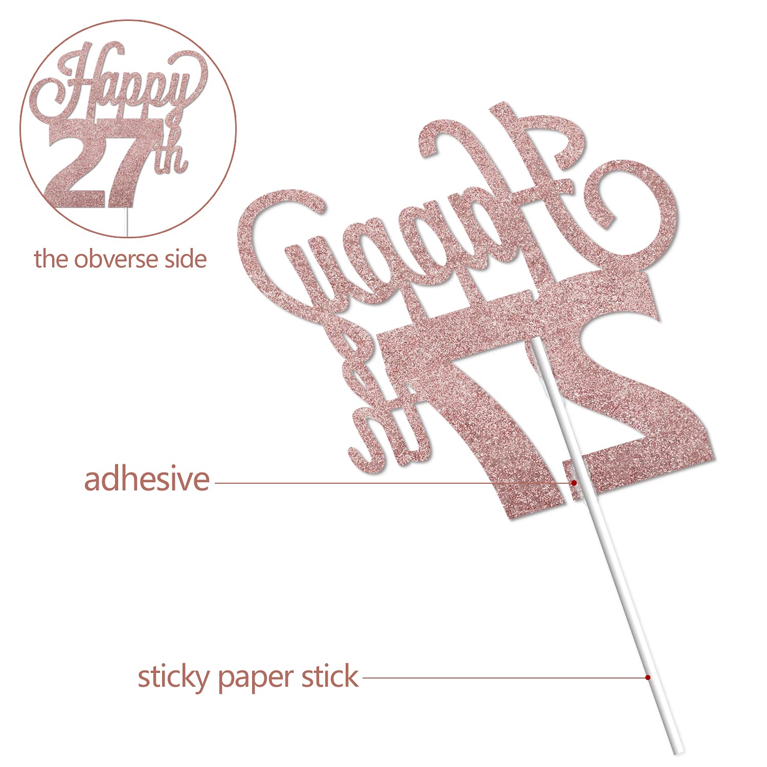 Happy 27th Birthday Cake Topper - Cheers to 27 Years Old Party Decorations for Women & Men - Perfect for Birthday Cakes, Cupcakes, and Dessert Table Centerpieces