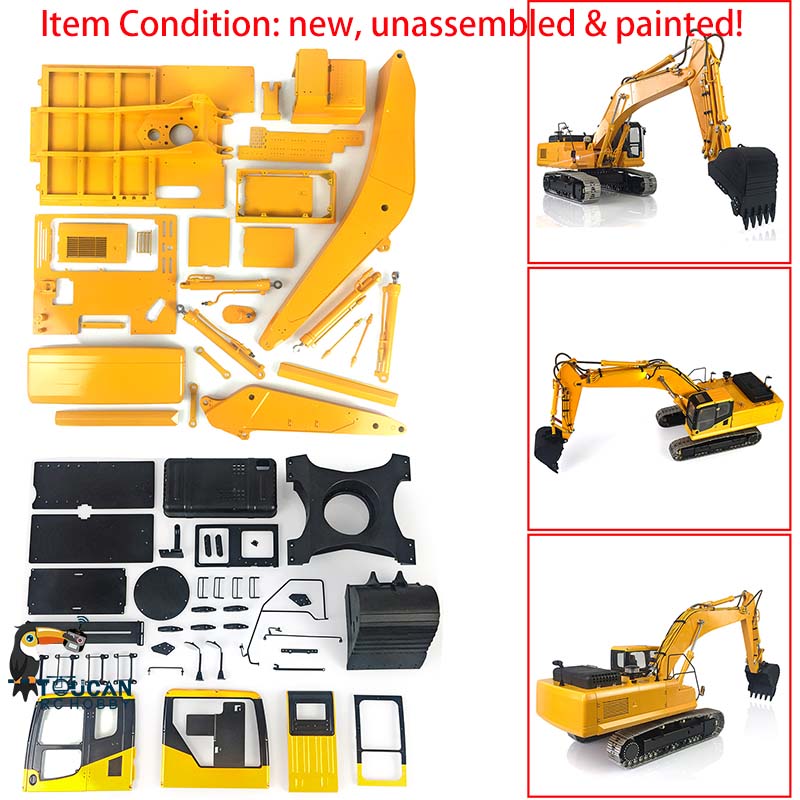 1/14 LESU PC360 Metal Excavator Truck Tracks Kit with Sprocket, ESC Motor & Metal Cabin - Heavy Duty Grab Grapple Bucket for RC Construction Vehicles - Perfect for RC Model Building, Construction Simulation & Collectors