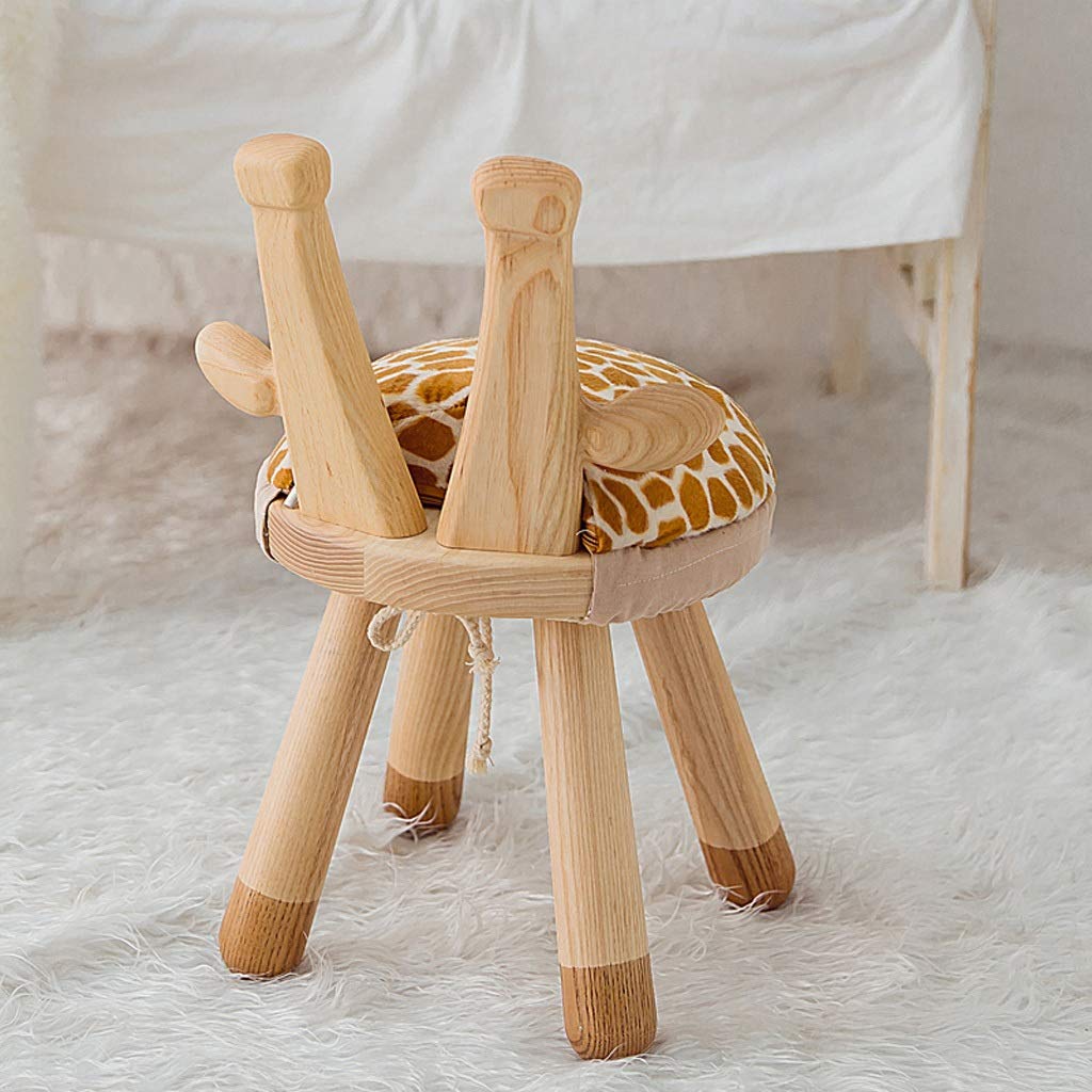 Cartoon Giraffe Stool - Nordic Solid Wood Children's Footrest Ottoman with Storage, Kids Room Decor & Baby Gift (Includes Free Socks) - Perfect for Nursery, Playroom & Cozy Living Spaces