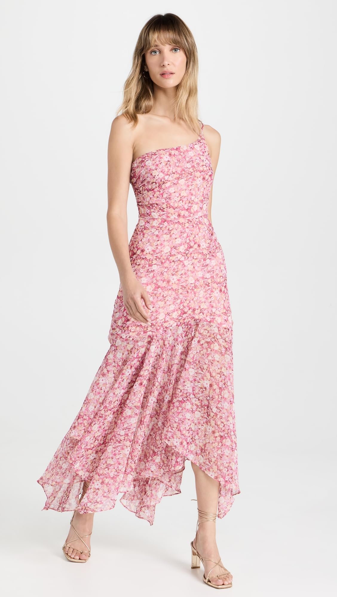 ASTR the Label Women's Malvina Dress - Flowy Midi Dress with Ruffles & Floral Print | Perfect for Weddings, Parties & Summer Outfits