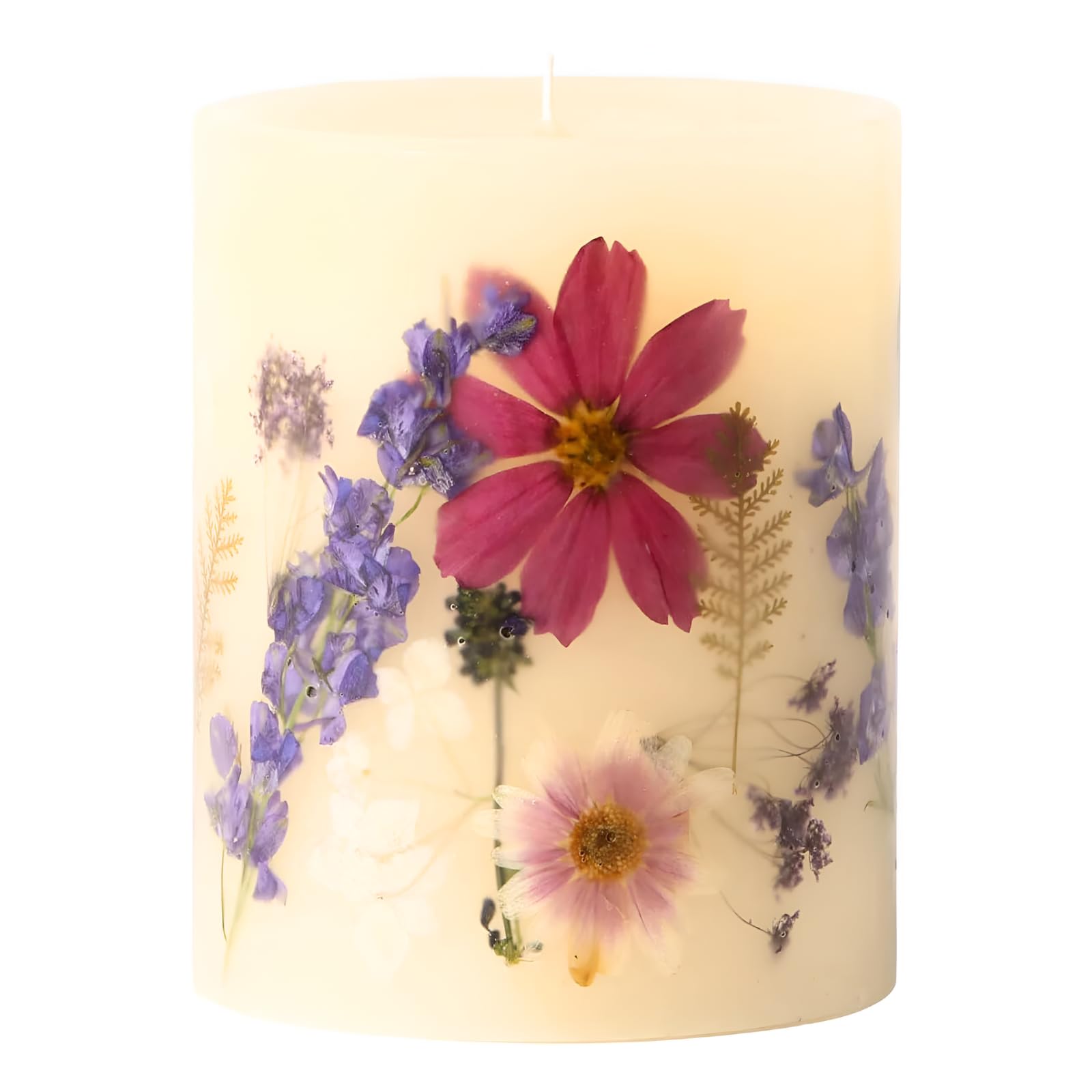 Rosy Rings Round Botanical Candle - Roman Lavender Scented Aromatherapy Candle | 6.5