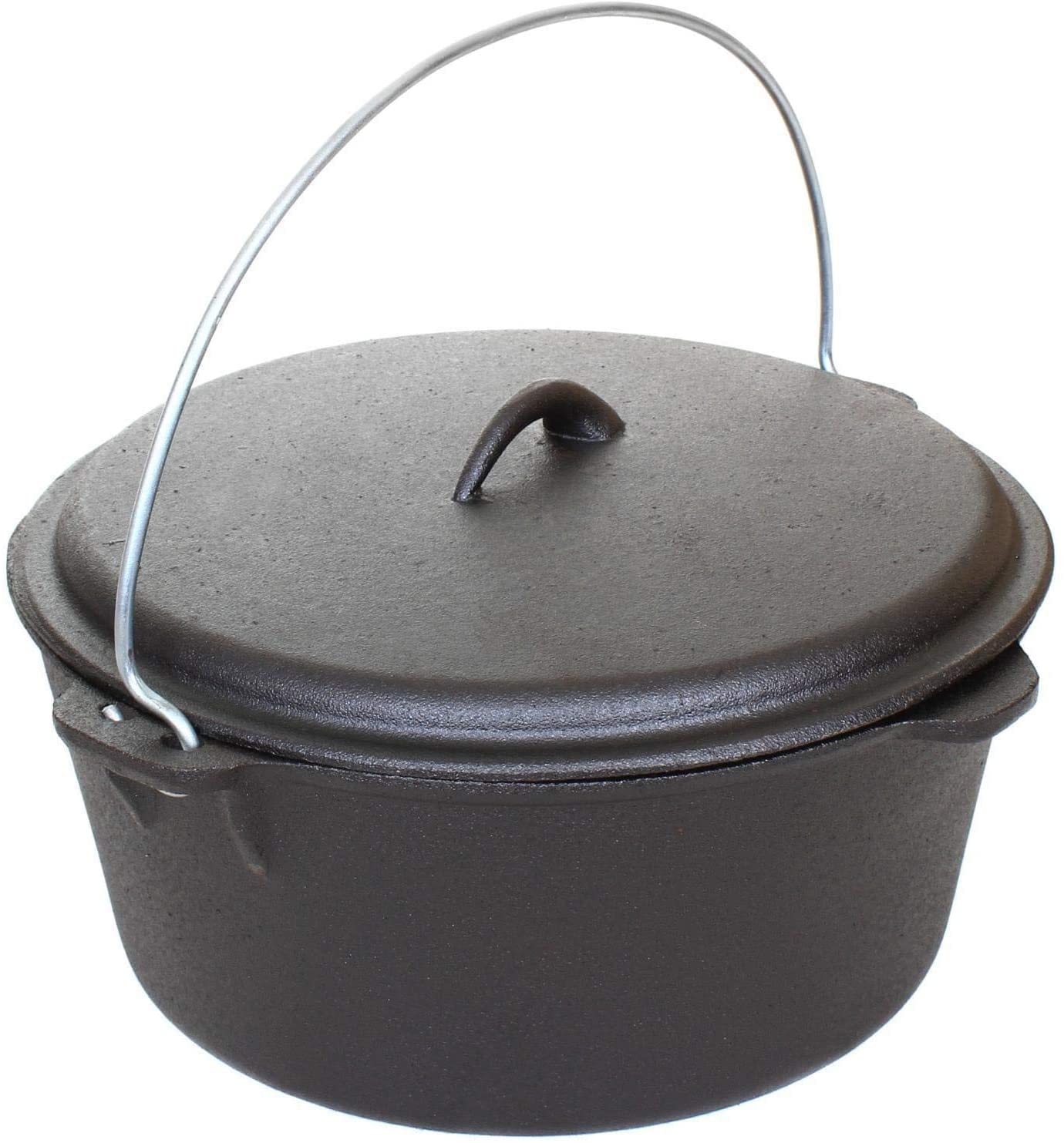 6-Quart Seasoned Cast Iron Dutch Oven - Heavy Duty Enameled Cookware for Baking, Braising & Roasting - Perfect for Camping, Stovetop & Oven Use - GL10487AS