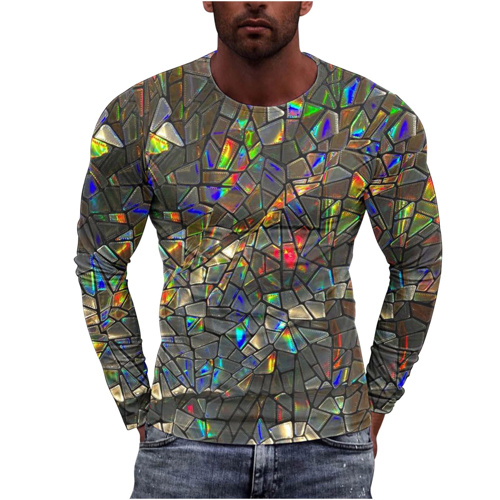 3D Printed Men's Long Sleeve Graphic Tee - Geometry Pattern Fashion T-Shirt for Fall Streetwear | Casual Outfit & Urban Style Essential