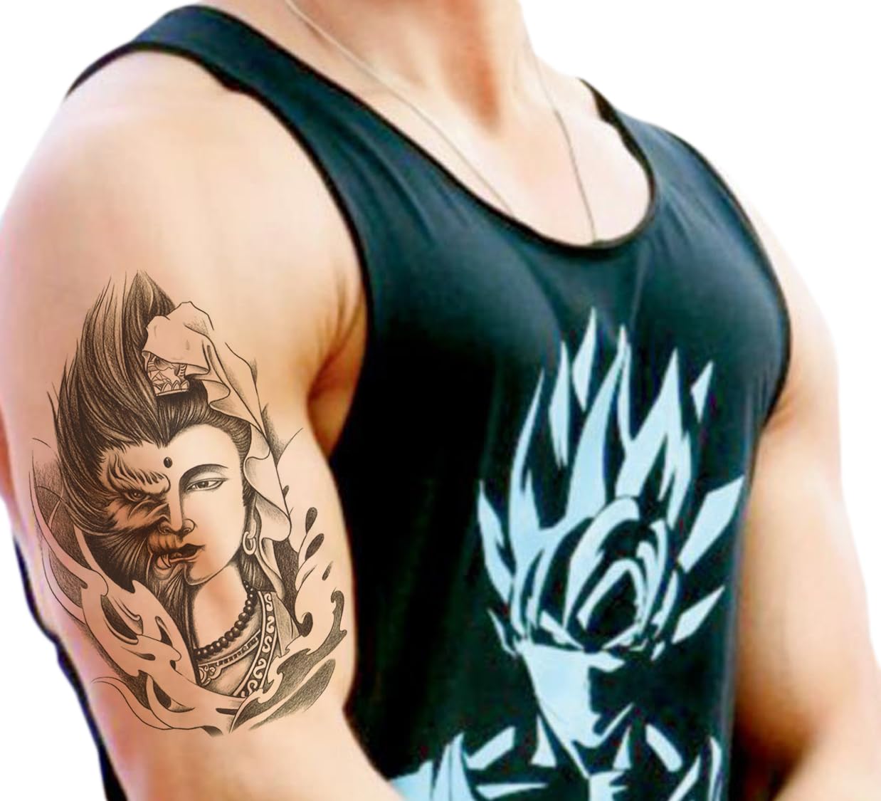 Waterproof Temporary Tattoo Stickers for Men & Women - 3D Realistic Flowers, Butterflies, Stars, Angels, Wolves & Armband Designs (21x15cm) | Perfect for Parties, Halloween, Cosplay & Body Art