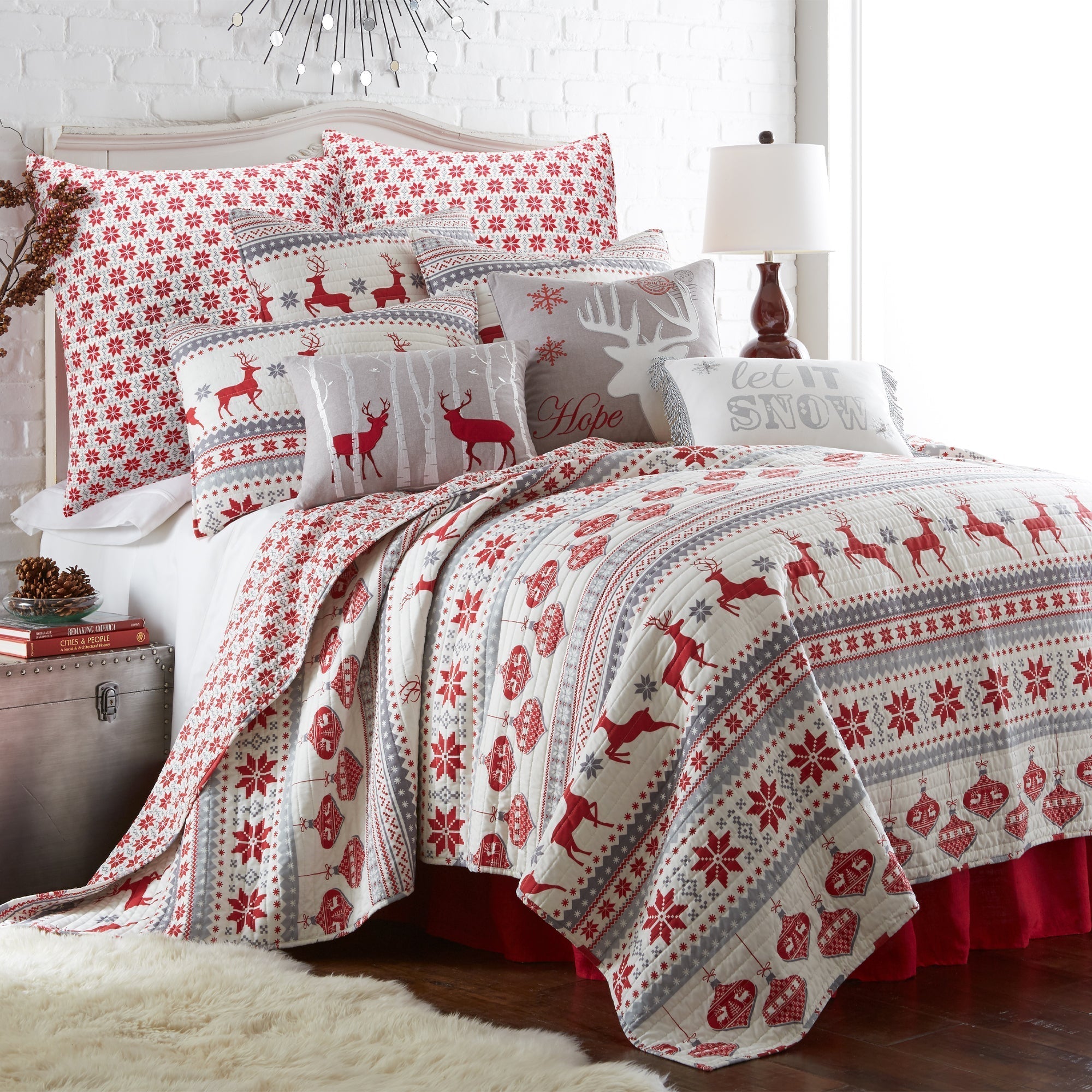 Silent Night Quilt Set - Queen Size Soft Bedding Comforter with Pillow Shams - Cozy Winter Warmth for Bedroom Decor - Perfect for Cold Nights & Guest Room Essentials