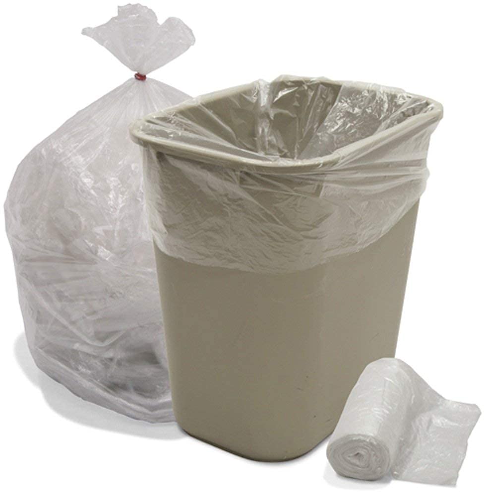 Heavy-Duty 33-39 Gallon Trash Can Liners - 250 Clear Contractor Garbage Bags (33