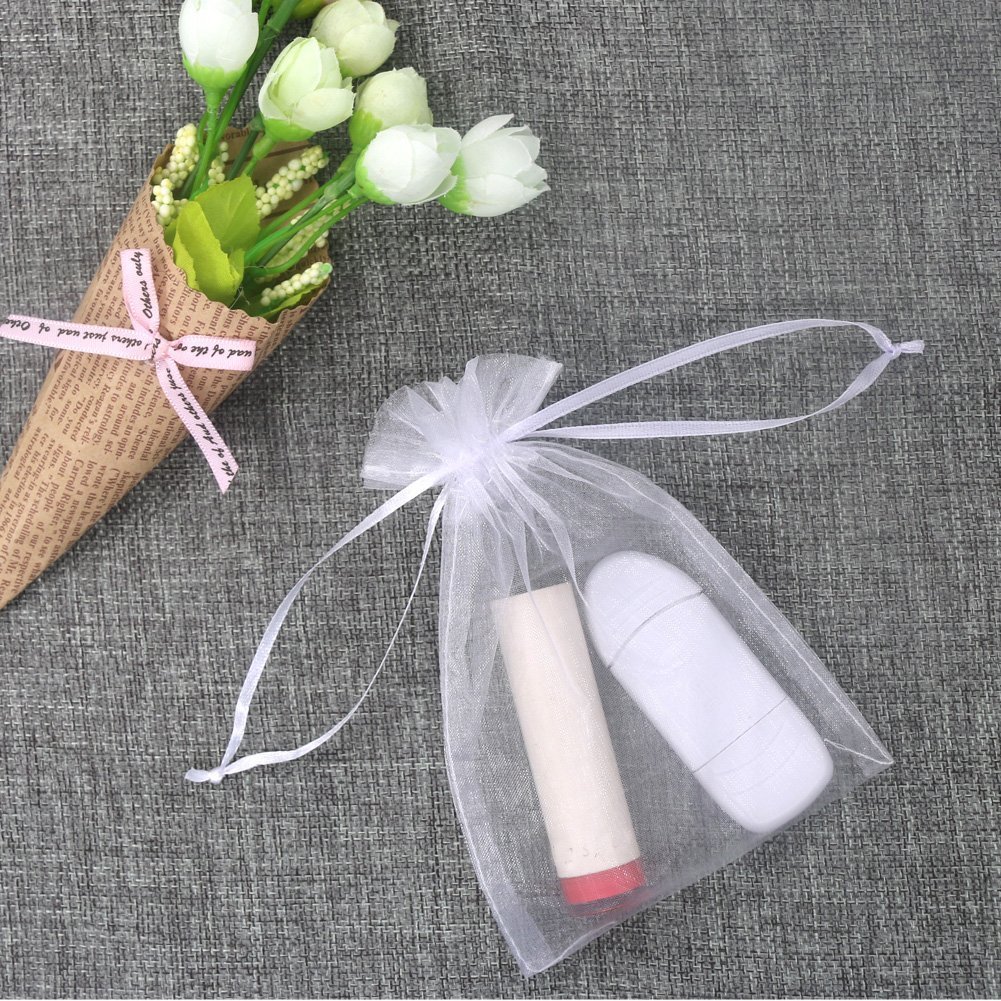 SumDirect White Sheer Organza Gift Bags - 50Pcs 4x6 Inches Drawstring Jewelry Pouches for Wedding Favors, Bridal Shower, Christmas Party Decorations | Perfect for Jewelry Packaging, Party Favors, and Special Occasion Gift Wrapping