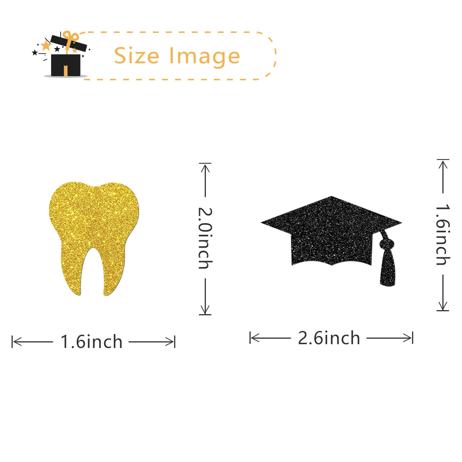 24 Pcs Dentist Graduation Cupcake Toppers - Gold Black Glitter Dental School Decorations for Graduation Party, Doctor Graduation, Dental Hygienist Celebration - Perfect for Cupcakes, Cakes, and Dessert Table Decor