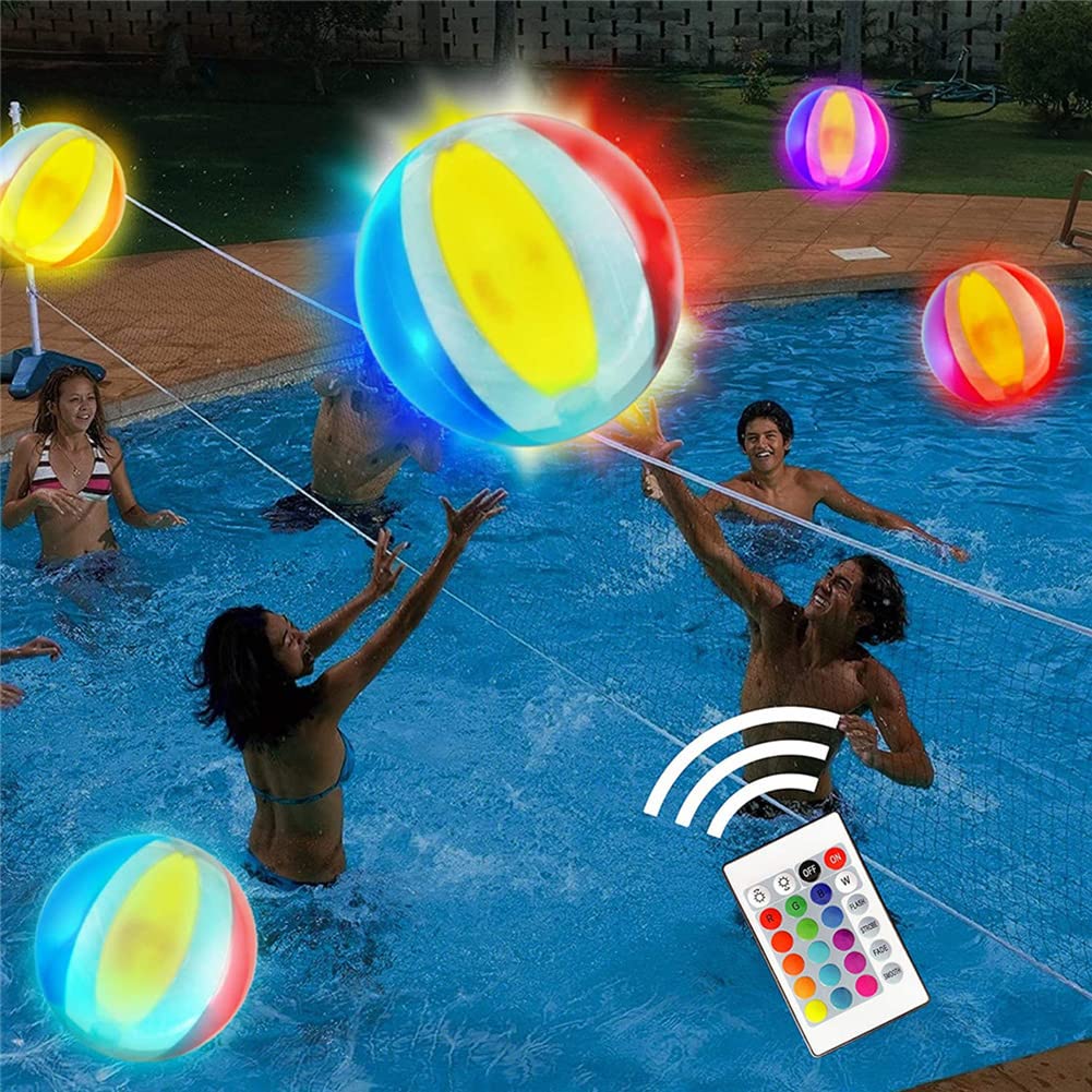 16 Color Remote Control LED Light Up Beach Ball - 200CM Inflatable Glow Pool Toy for Outdoor Parties, Kids & Adults - Perfect for Beach, Pool, Garden Decor & Nighttime Games