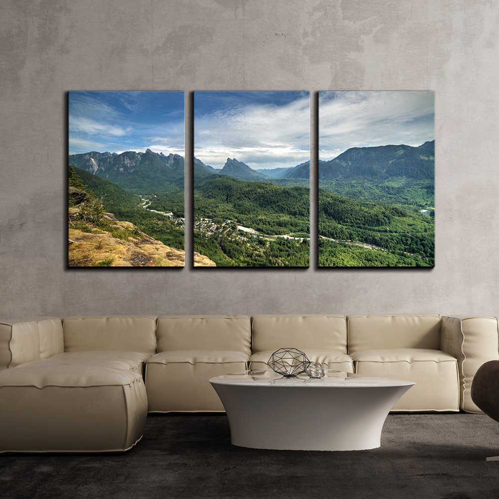 Wall26 - 3 Piece Canvas Wall Art - Mountain Landscape Under Blue Sky - Modern Framed Home Decor - Stretched & Ready to Hang - 24