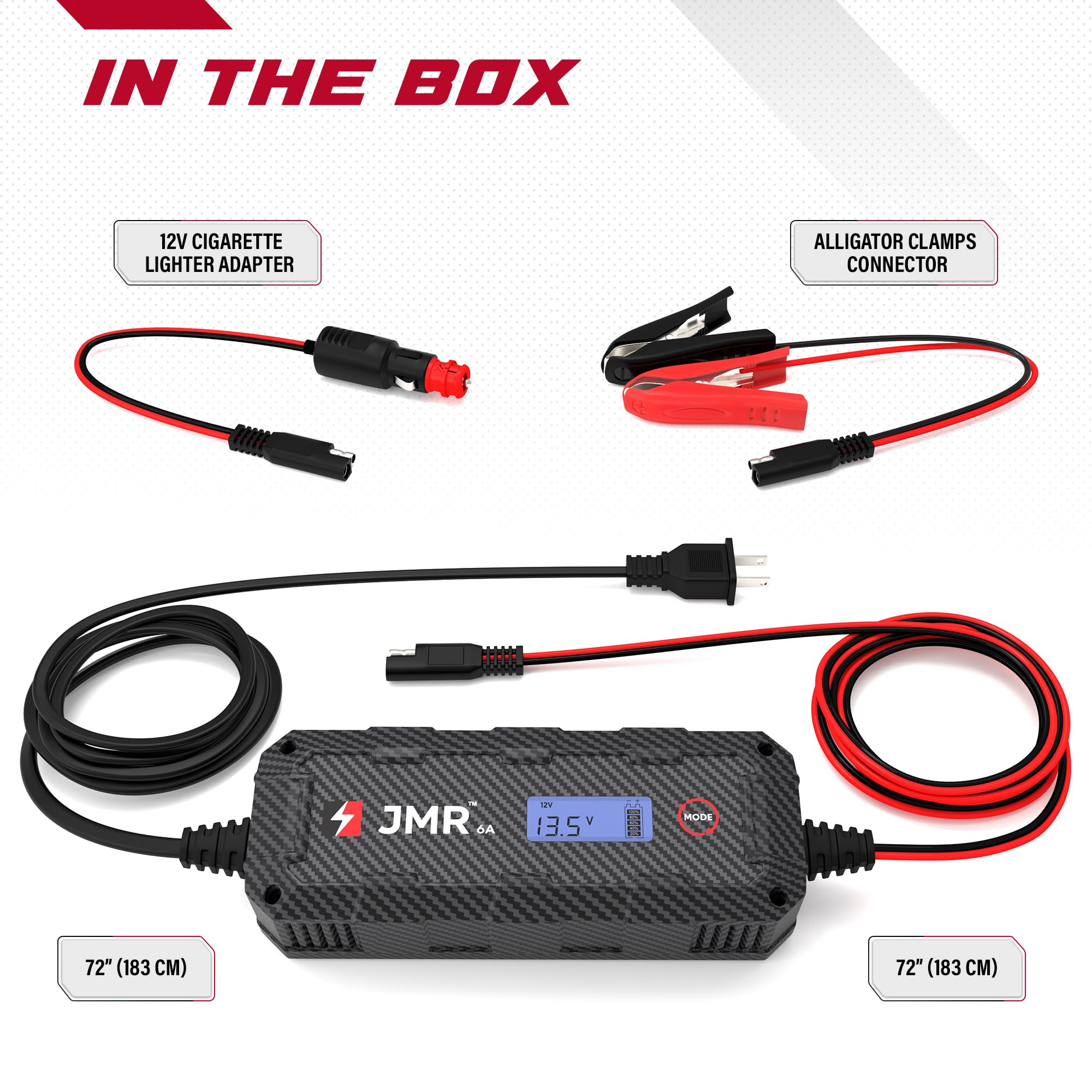 JMR Battery Charger for Audi R8 S8 RS TT Q7 SQ8 A5 - 12V Smart Trickle Charger & Maintainer for All Models - Perfect for Winter Storage & Long-Term Vehicle Maintenance (No Lithium Mode)