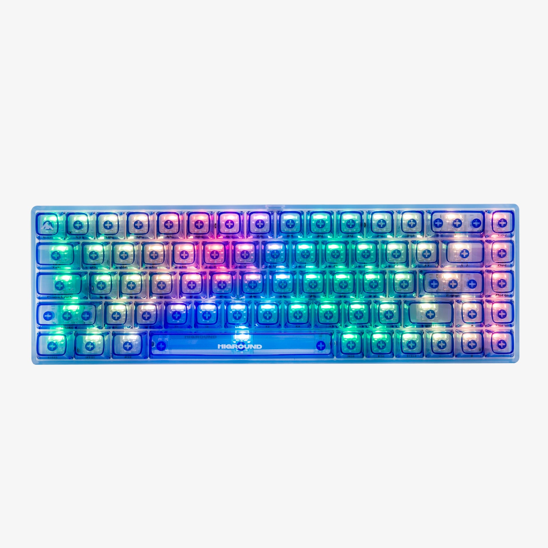Clear Sapphire Basecamp 65 Mechanical Keyboard with Silent Glacier Switches - Compact 65% Layout for Gaming, Typing & Office Work