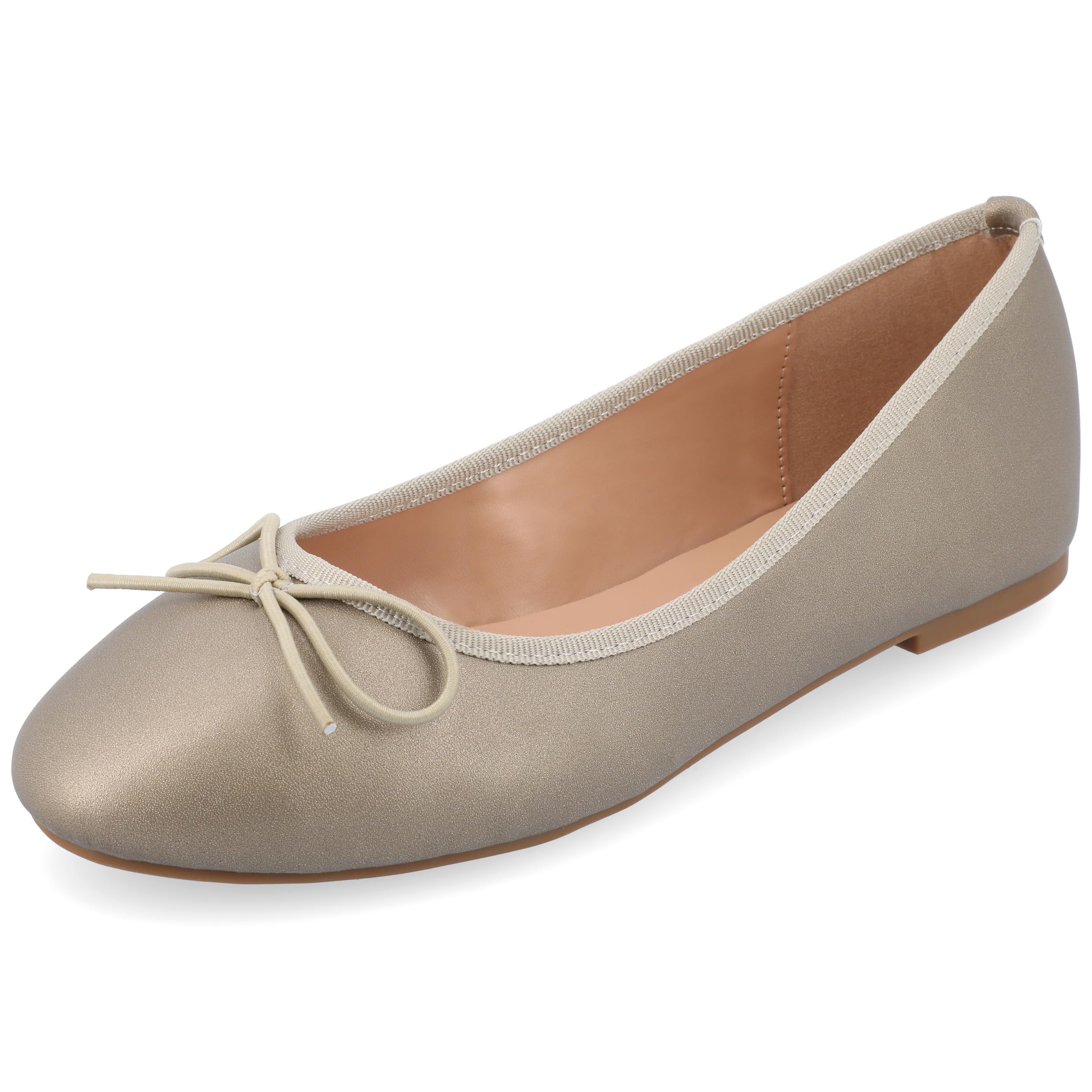 Journee Collection Women's Vika Slip On Round Toe Ballet Flats - Comfortable Dress Shoes for Women - Pewter - Size 11 - Perfect for Work, Office, and Casual Outfits