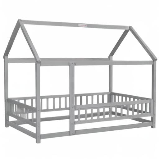 Twin Size Wooden House Bed with Roof and Safety Guardrails - Easy Assembly Bed Frame for Kids, Teens, Boys & Girls (White) - Perfect for Nursery, Bedroom, Playroom & Kids' Room Decor
