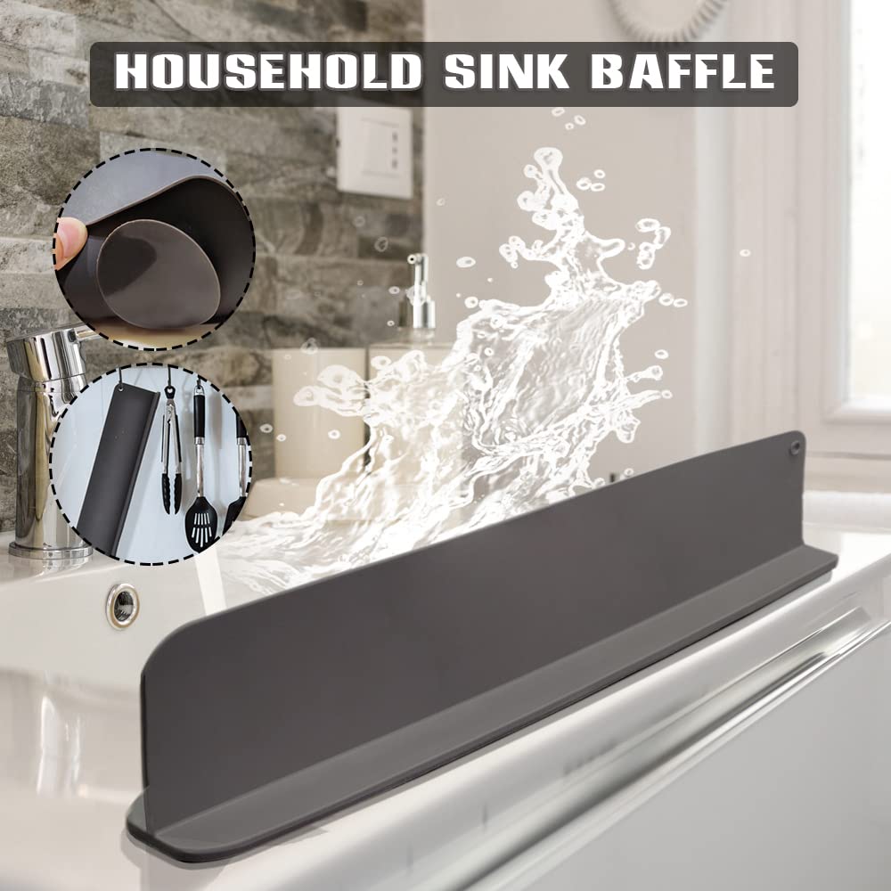 VALINK Sink Splash Guard with Suction Cups - 17.3 Inch Water Barrier for Bathroom & Kitchen Sink - Prevent Water Splashes While Washing Dishes, Brushing Teeth & Handwashing