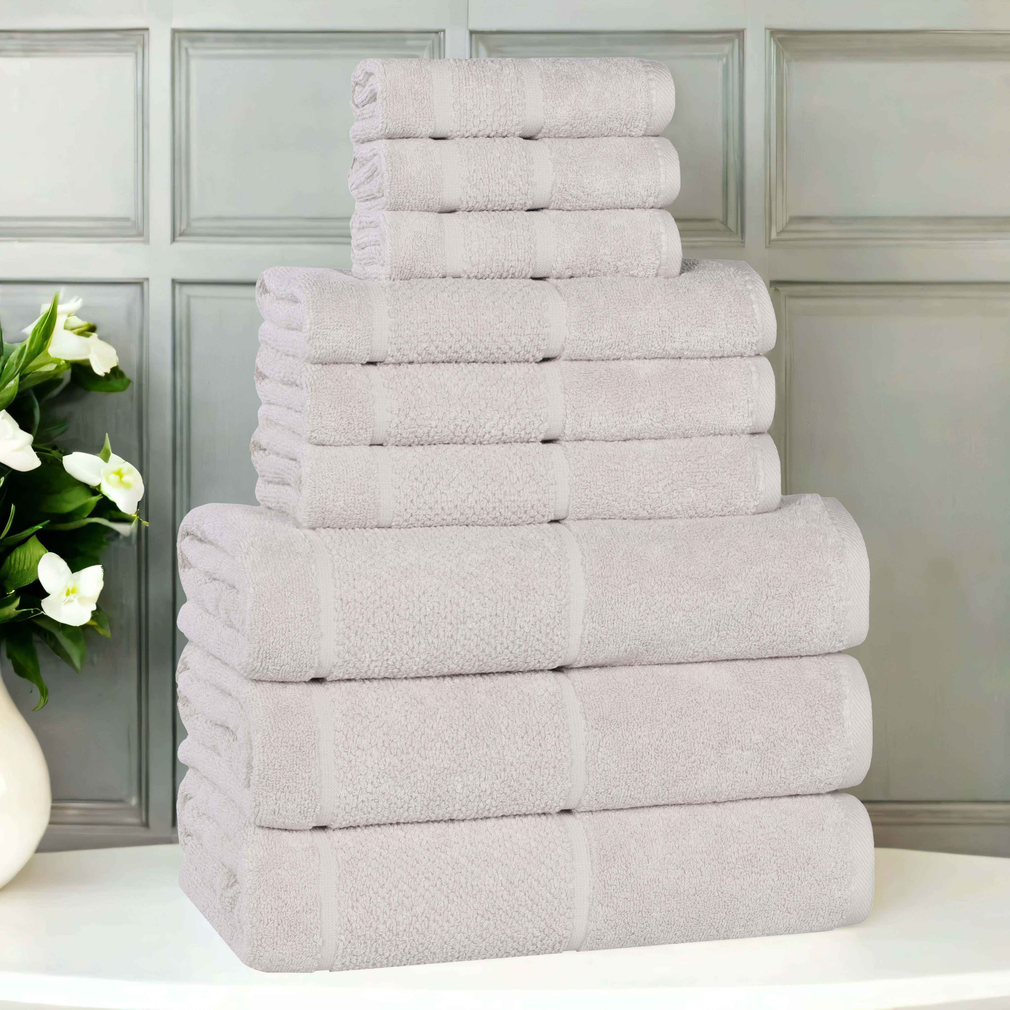 Premium 9-Piece Cotton Towel Set with Broad Border - Soft, Absorbent & Durable Bath Towels for Spa, Gym, and Luxury Home Use