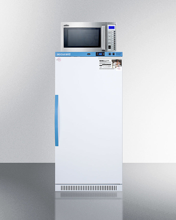 Accucold 8 cu.ft. Compact Breast Milk Refrigerator and Microwave Combo - MLRS8MC SCM1000SS Stainless Steel | Perfect for Nursing Mothers & Daycare Centers