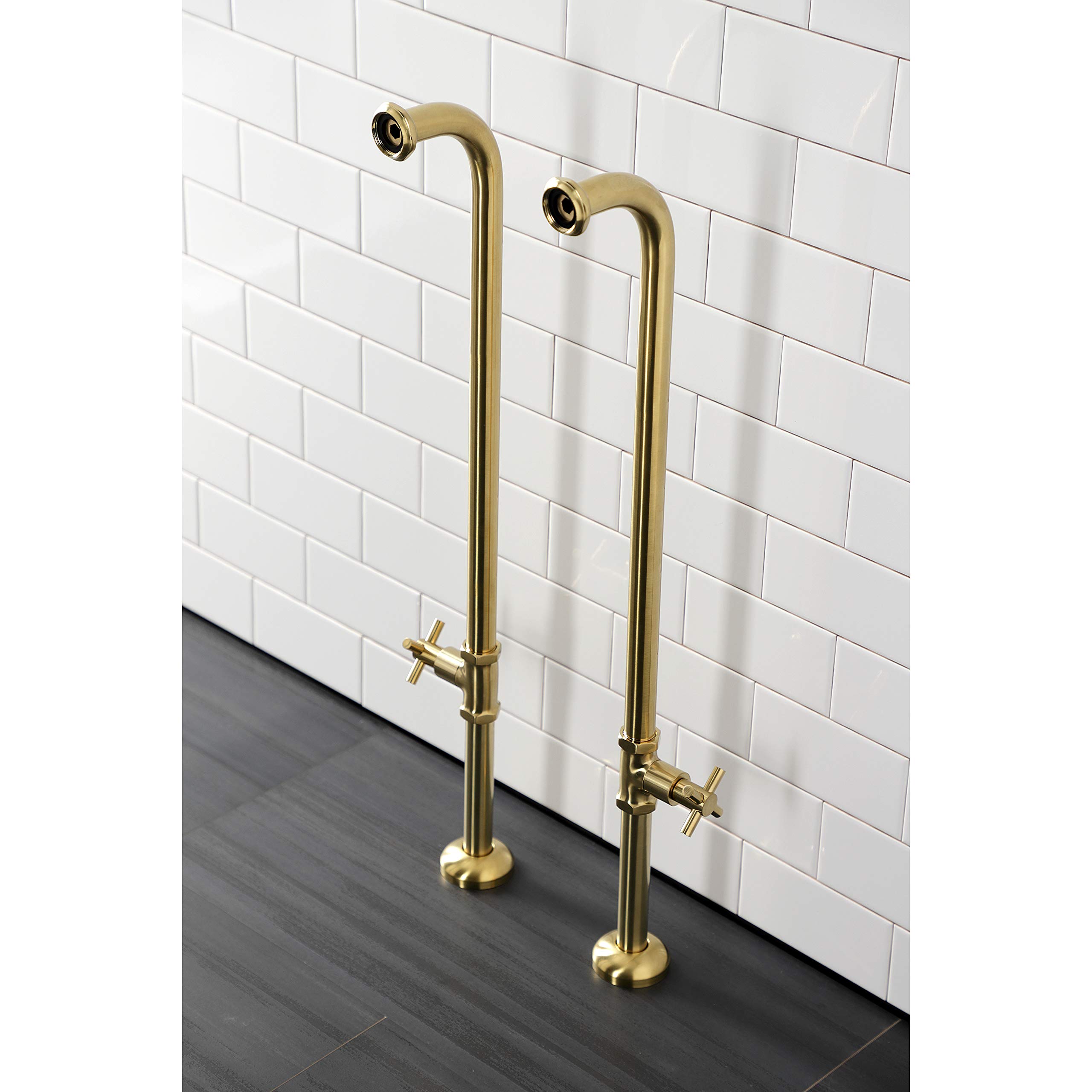 Kingston Brass AE810S7DX Concord Freestanding Bathtub Water Supply Line in Brushed Brass - Perfect for Modern Bathroom Renovations & Luxury Spa Installations