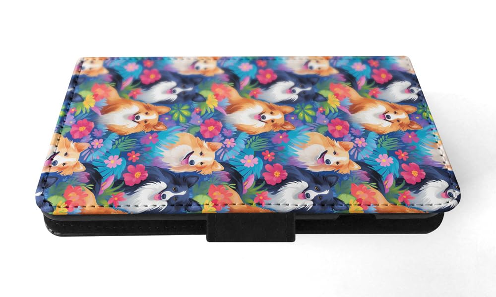 Shetland Sheepdog Puppy Dog Pattern Faux Leather Flip Wallet Phone Case for Apple iPhone 15 Pro Max - Stylish & Protective Cover for Everyday Use, Work, and Travel