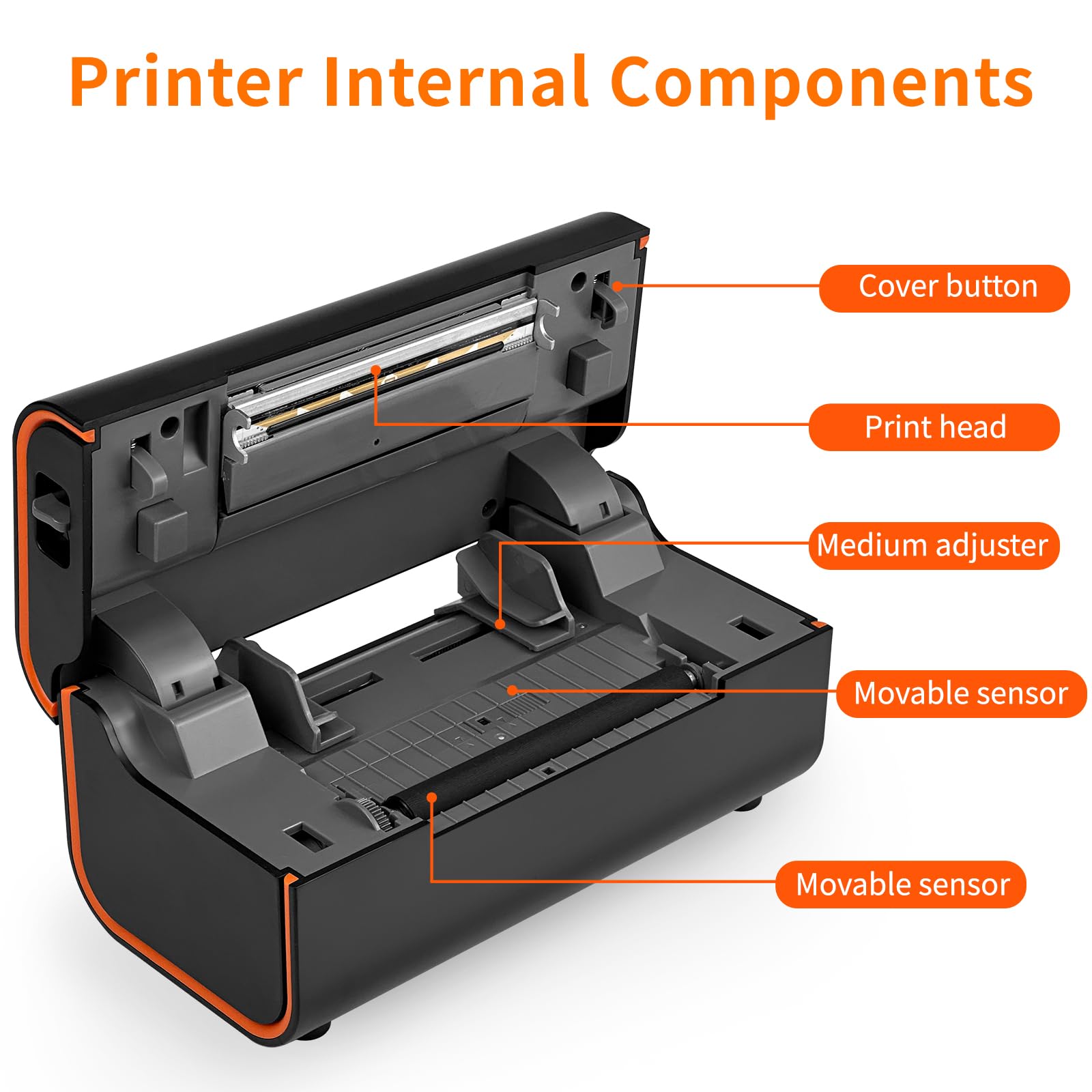 Yinleader 4x6 Thermal Bluetooth Shipping Label Printer - Compatible with Windows, Mac, ChromeOS, iOS, Android - Works with Amazon, eBay, UPS, USPS, FedEx, Shopify - Perfect for E-commerce, Small Business & Home Office Shipping (Black)