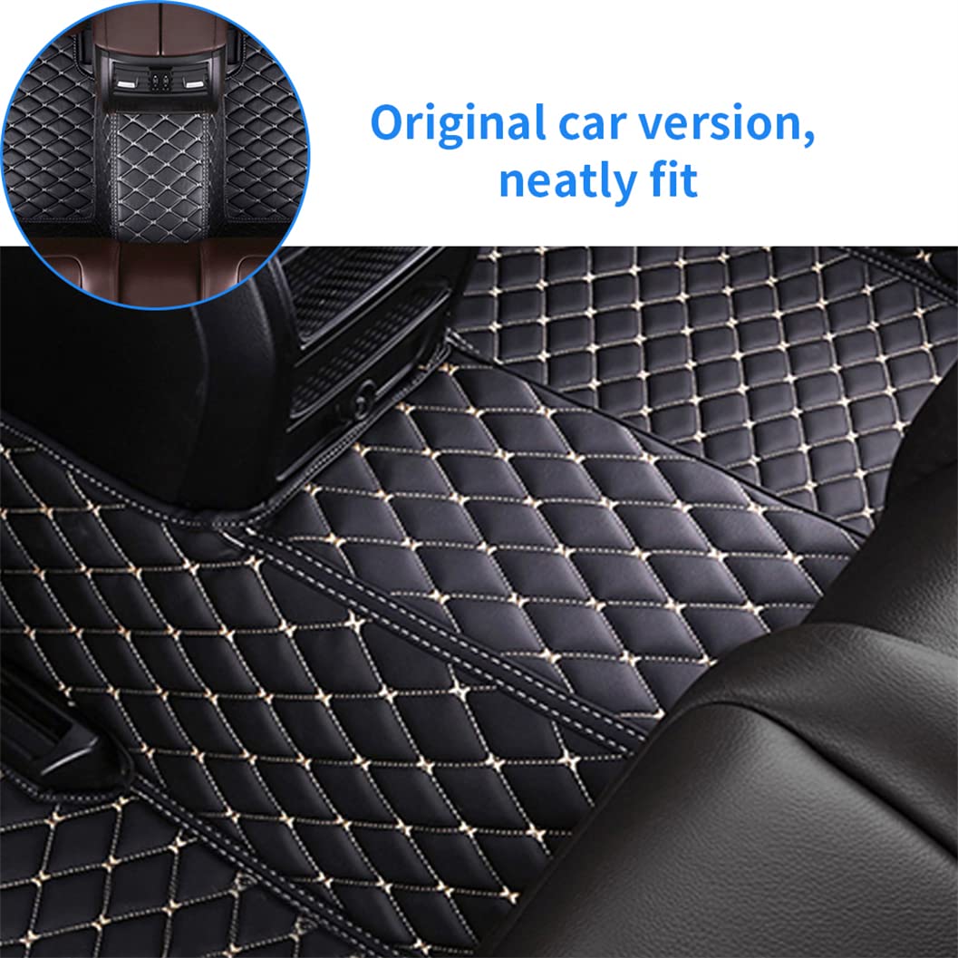 Premium Custom Car Floor Mats for Toyota CHR 2016-2019 - Luxury Leather, Waterproof & Anti-Slip Full Coverage Front & Rear Set (Black/Beige) | Perfect for All-Weather Protection & Interior Style Enhancement